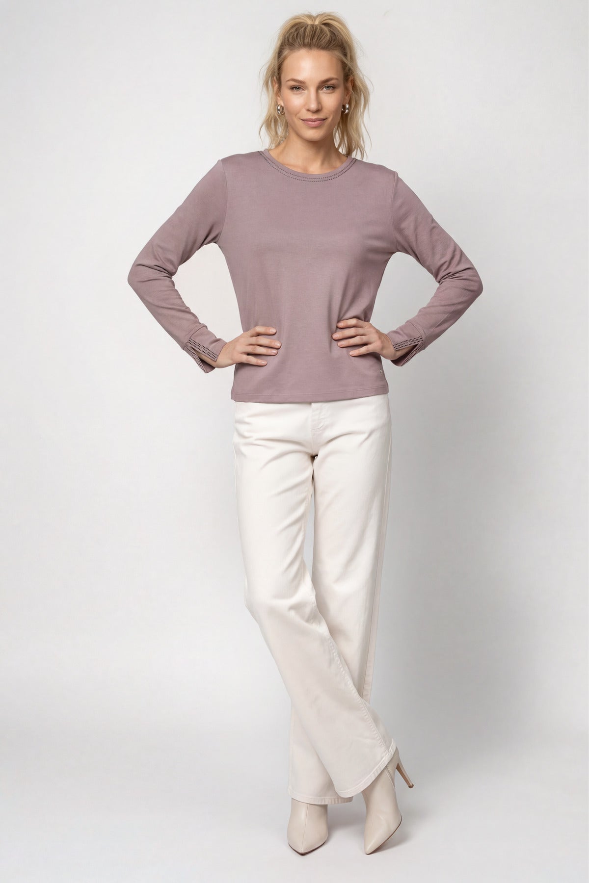 Langarmshirt mit Strassdetails