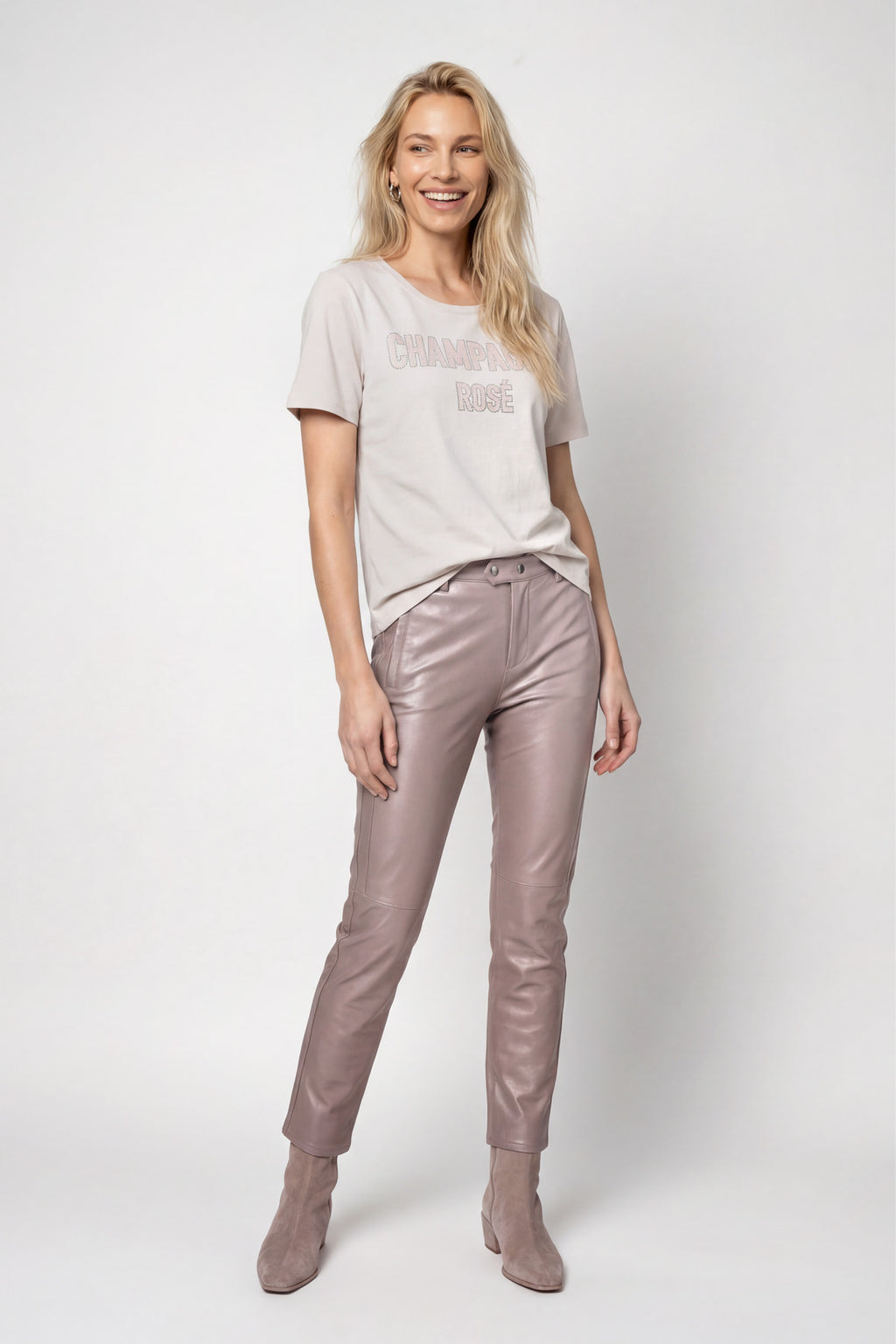 Straight Leg Hose mit Lederoptik