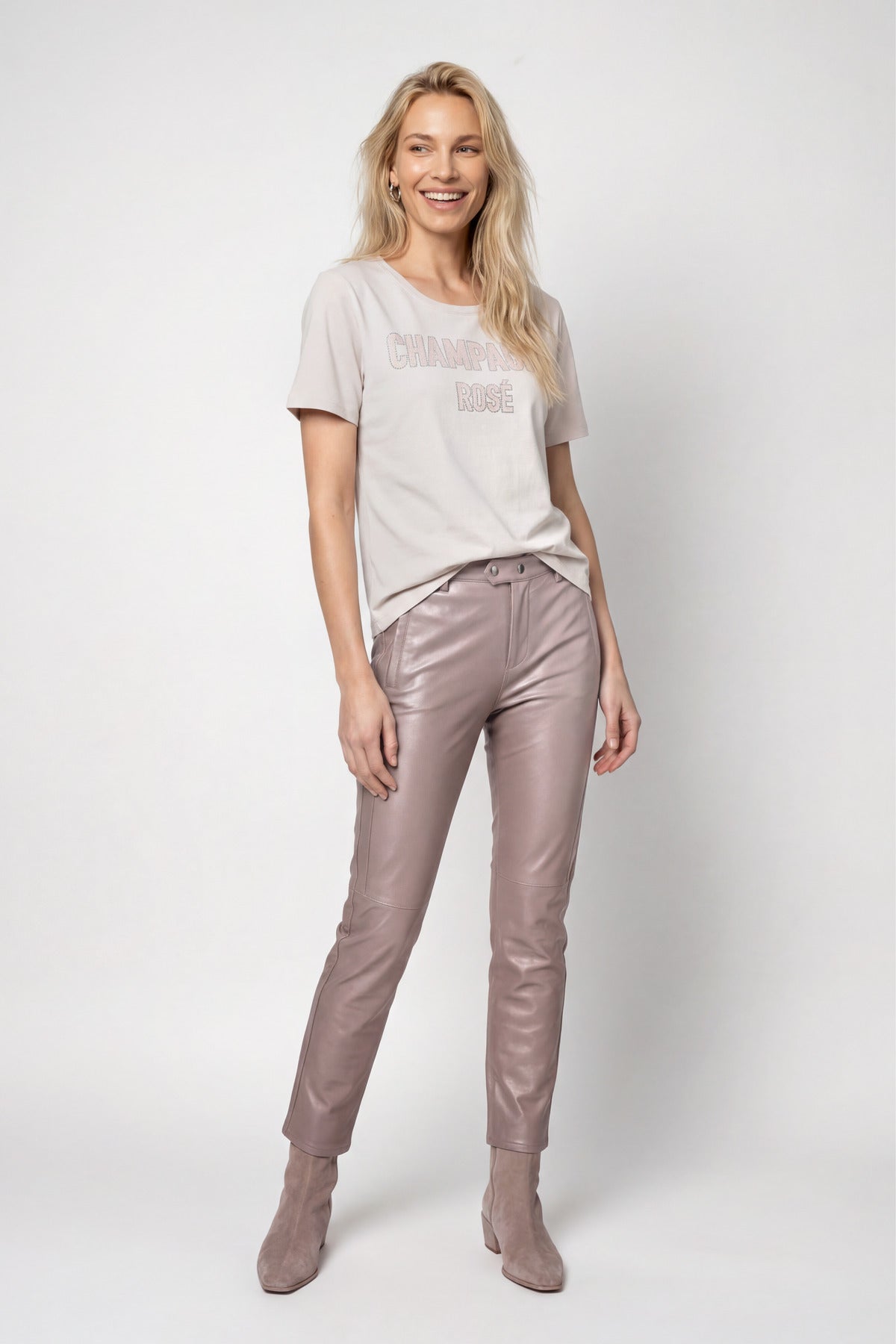 Straight Leg Hose mit Lederoptik
