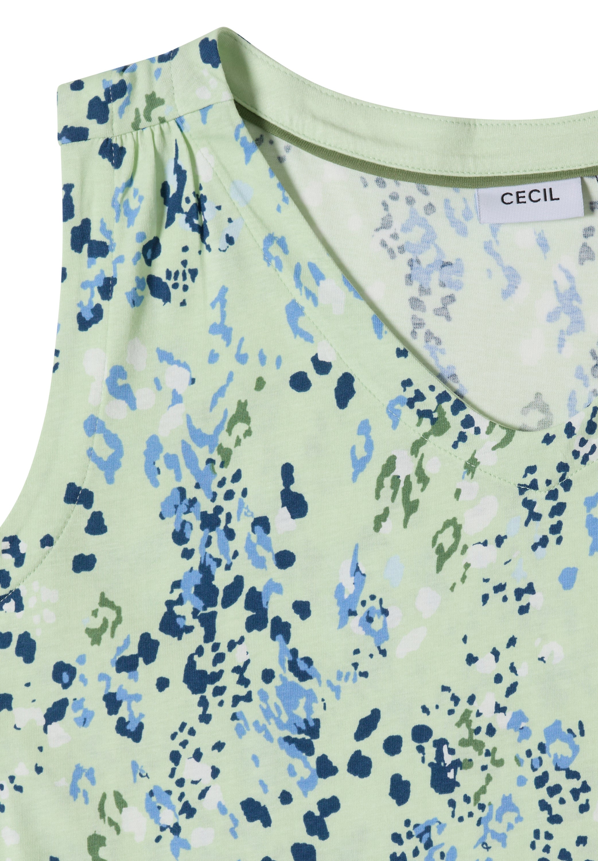 Top mit Rounded V-Neck und Print