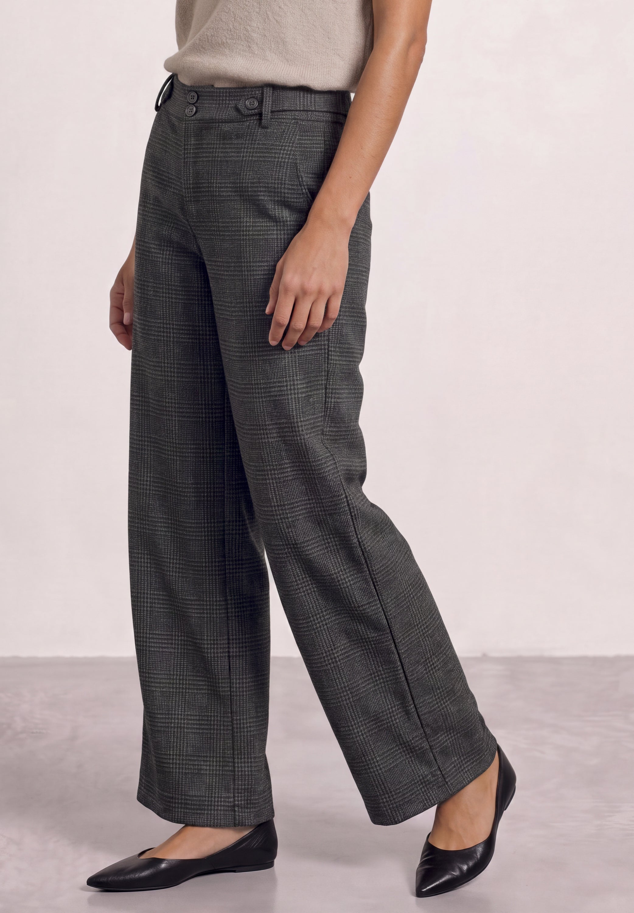 High Waist Wide Leg Hose mit Karomuster