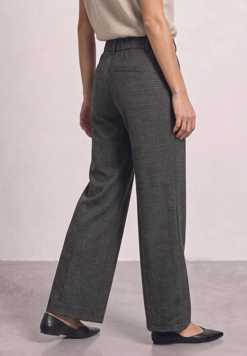 High Waist Wide Leg Hose mit Karomuster