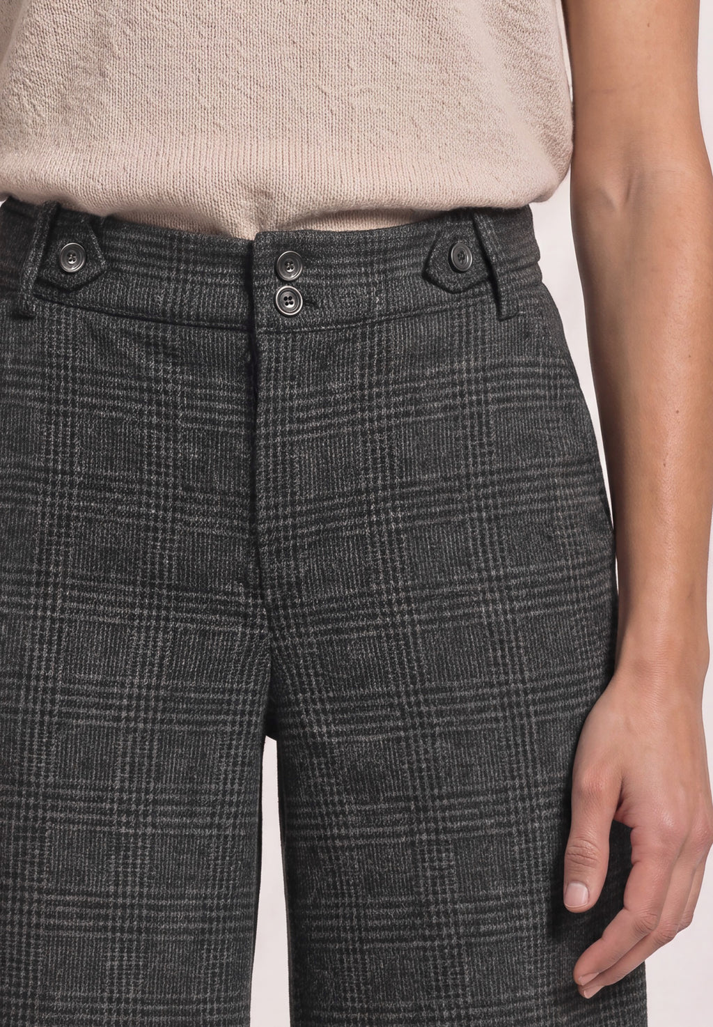 High Waist Wide Leg Hose mit Karomuster