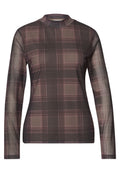 Langarm Mesh-Shirt mit Rundhals und Print