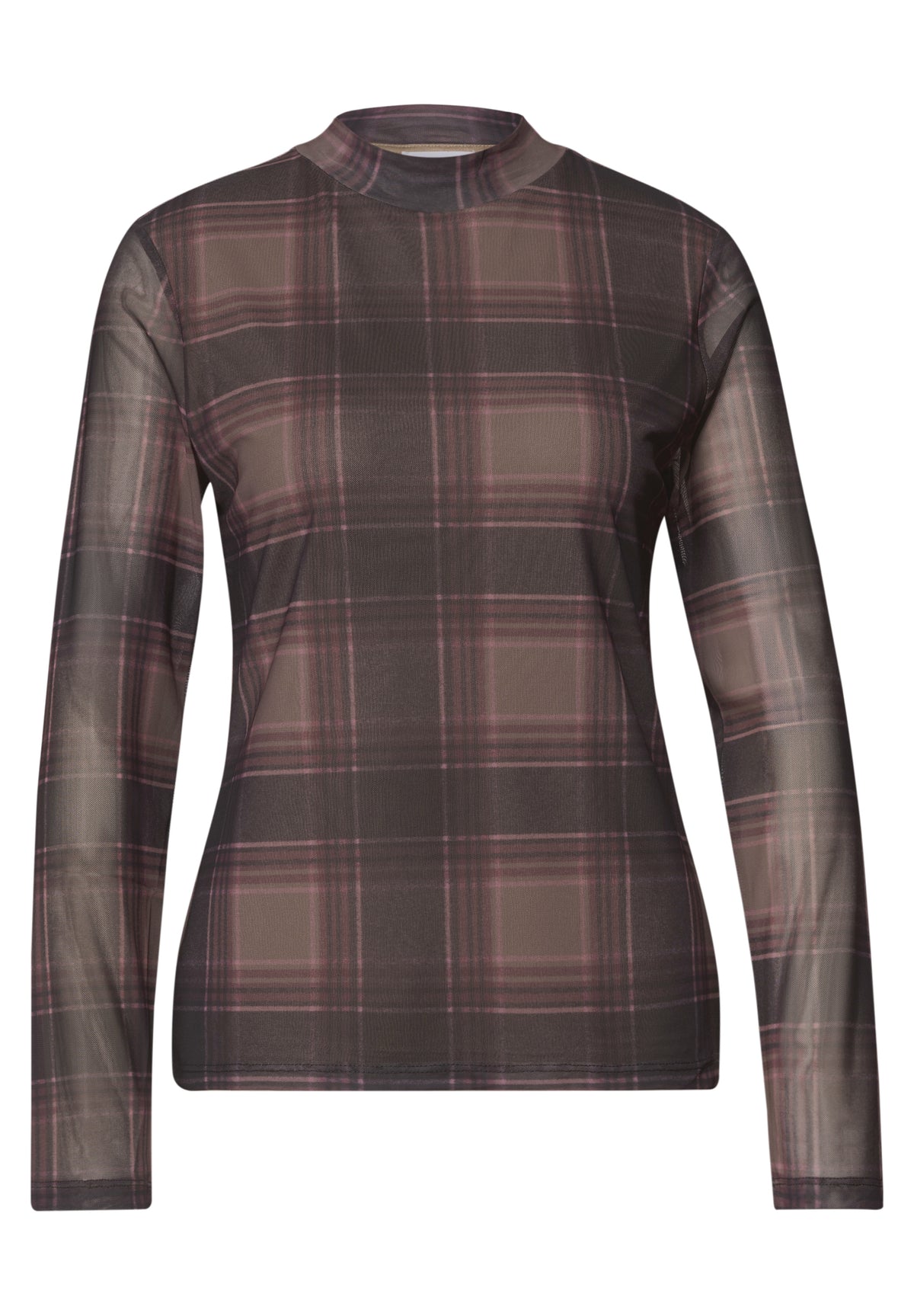 Langarm Mesh-Shirt mit Rundhals und Print von Street One