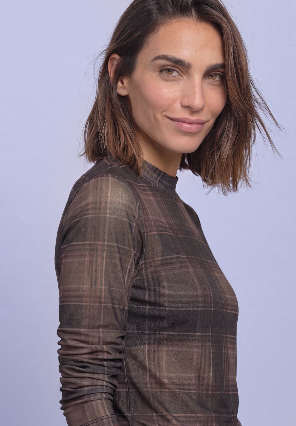 Langarm Mesh-Shirt mit Rundhals und Print von Street One
