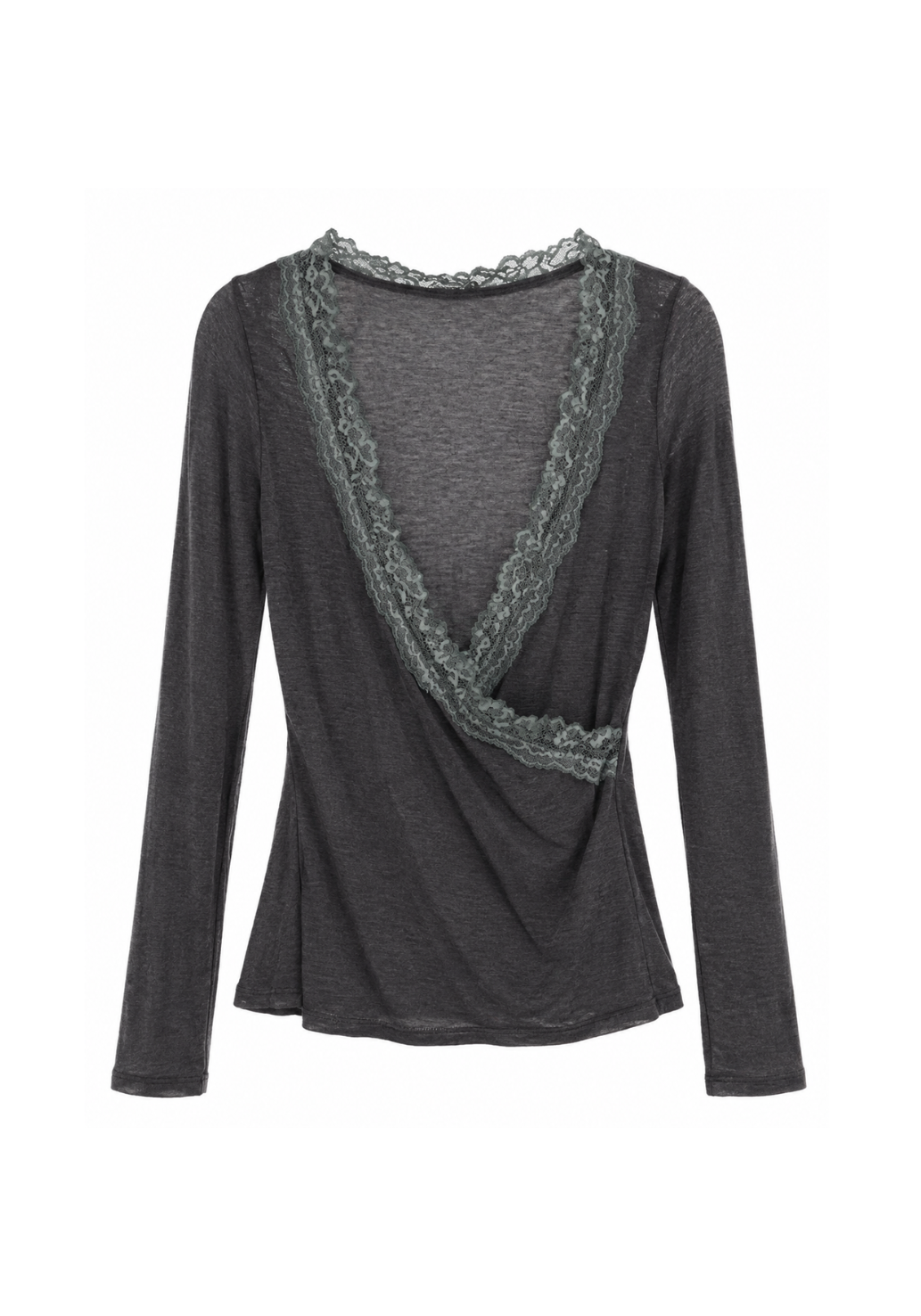 T-Shirt Vally in Wickeloptik mit Spitze von Houy Mode