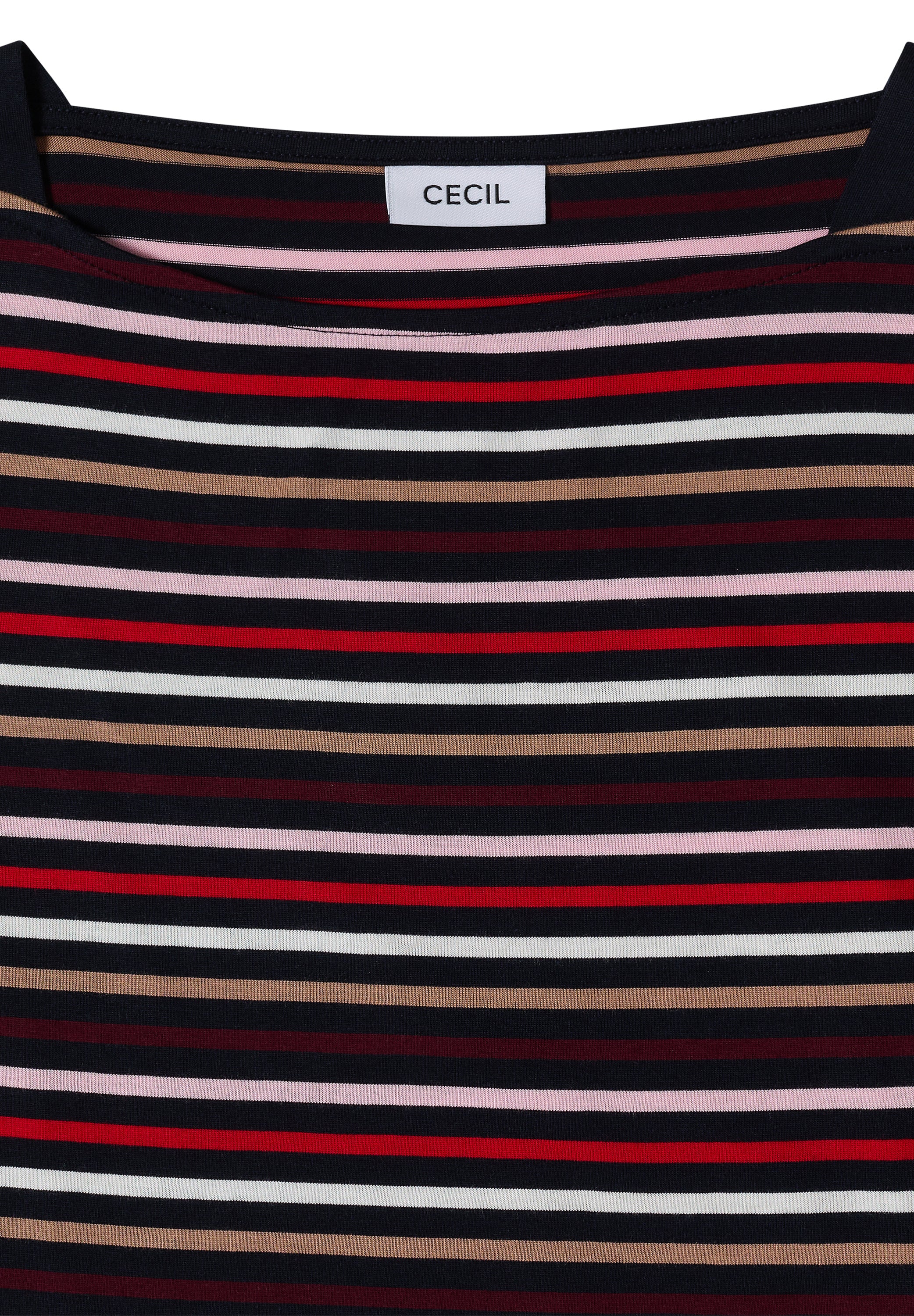 3/4-Arm Shirt mit Boat Neck und Streifen