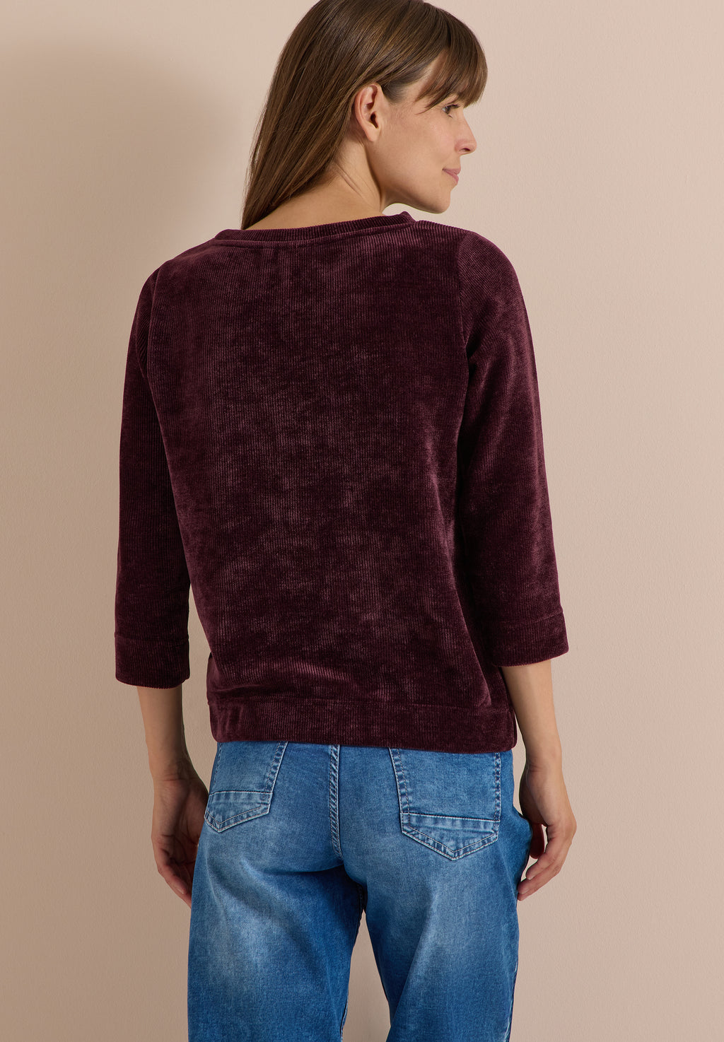 3/4-Arm Shirt aus Cord mit Boat Neck