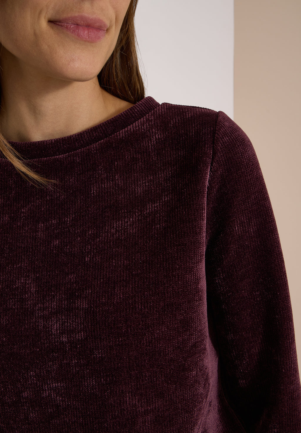 3/4-Arm Shirt aus Cord mit Boat Neck