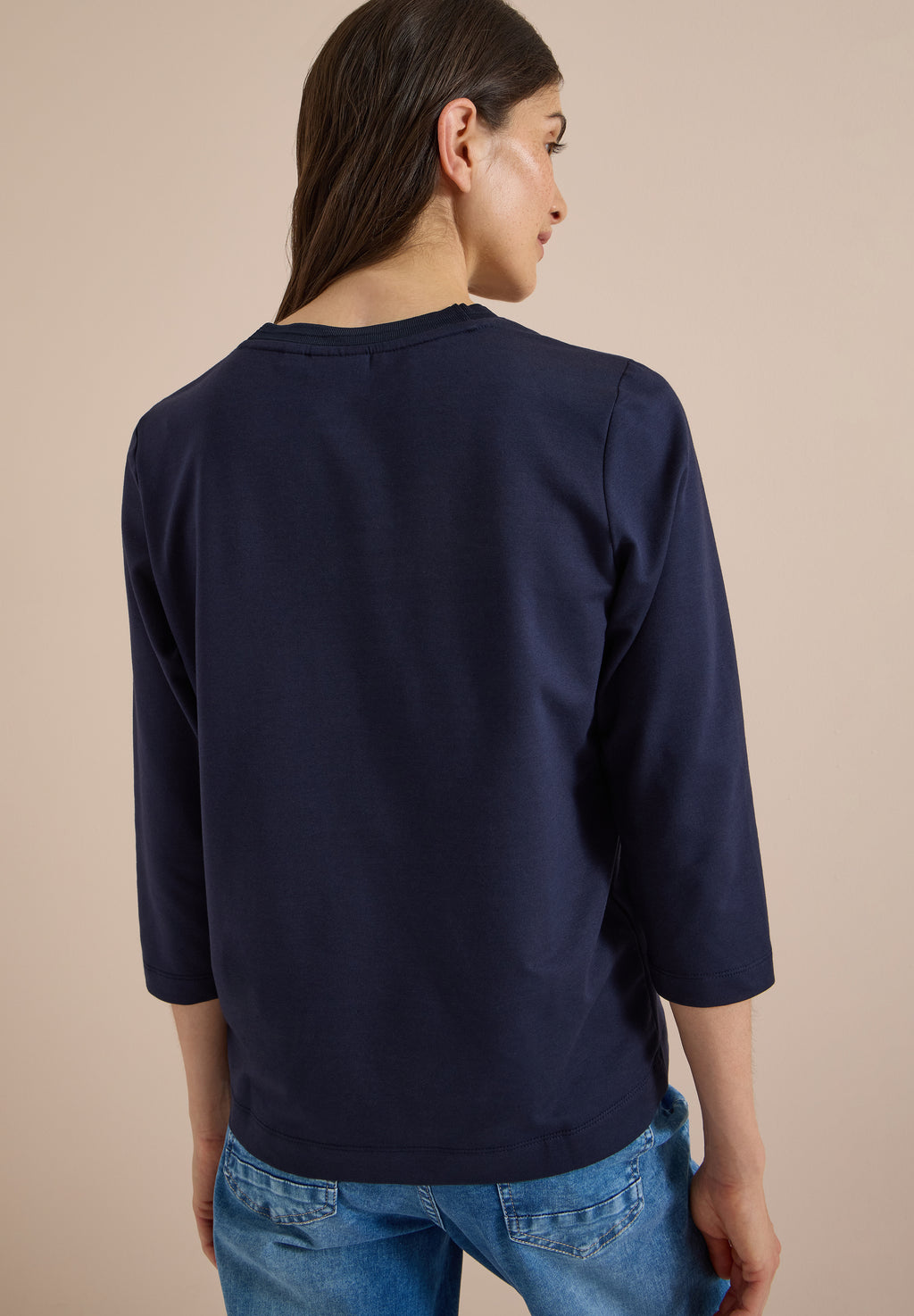 3/4-Arm Shirt mit Rundhals und Wording