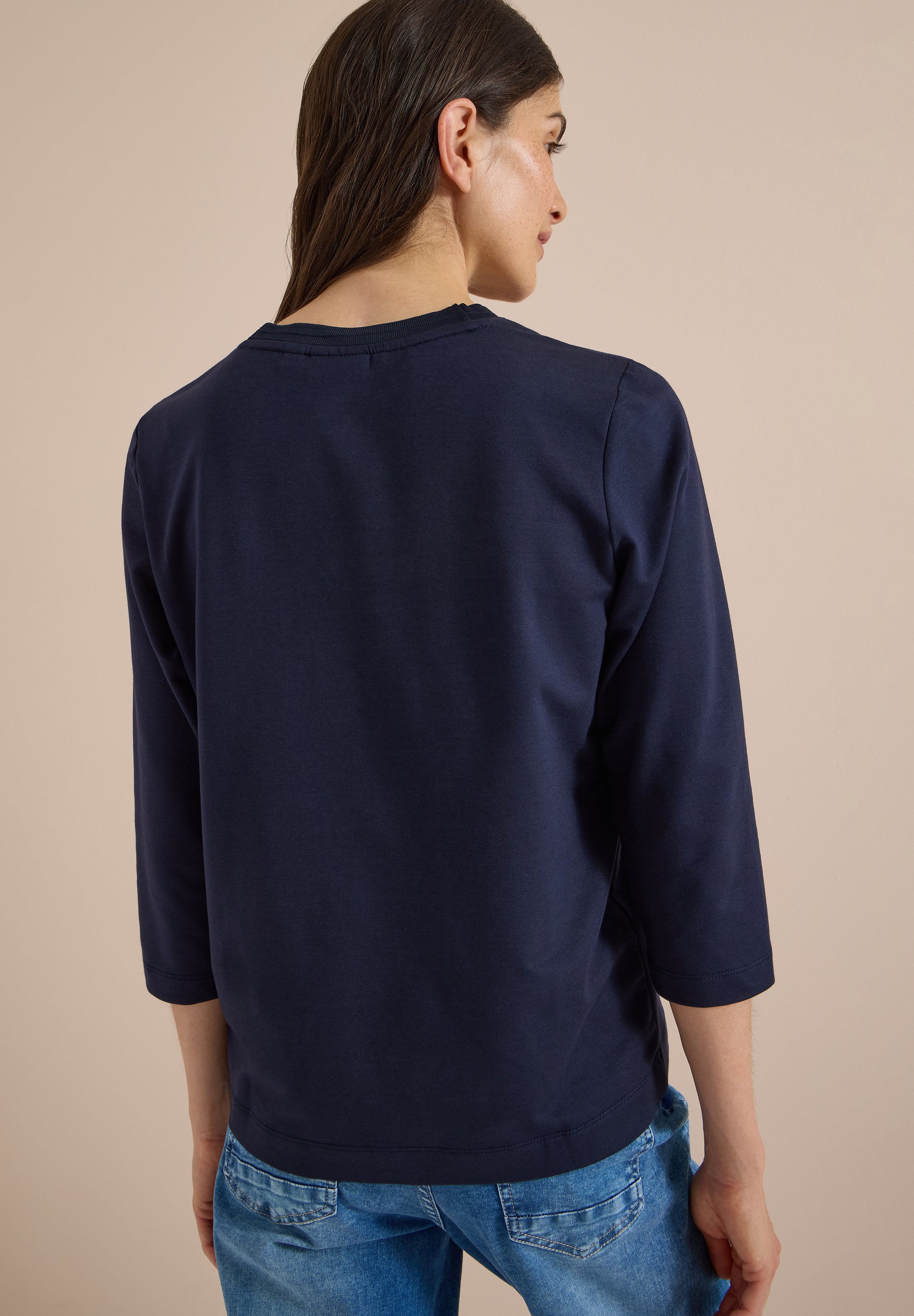 3/4-Arm Shirt mit Rundhals und Wording