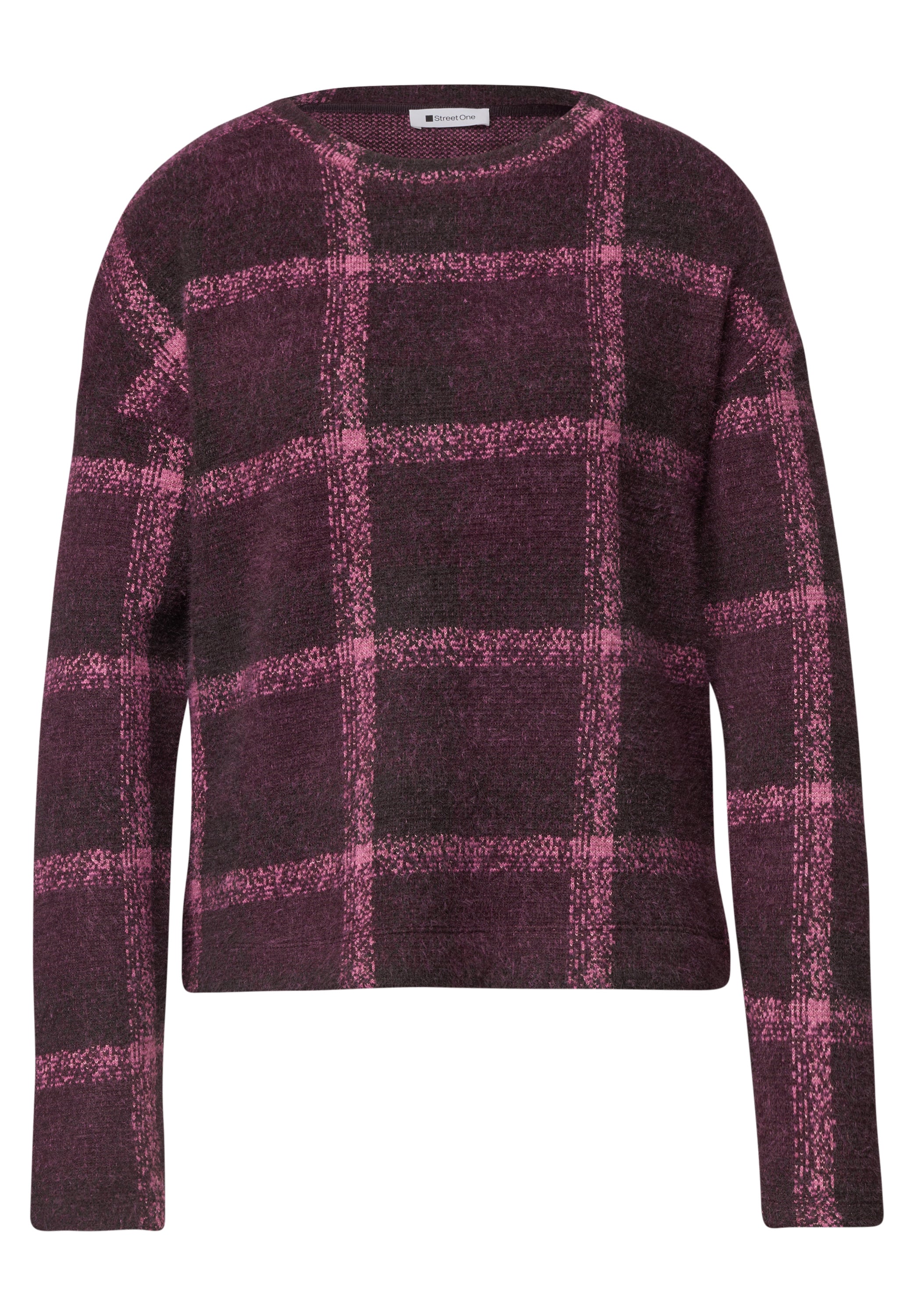Langarm Shirt mit Rundhals und Karomuster