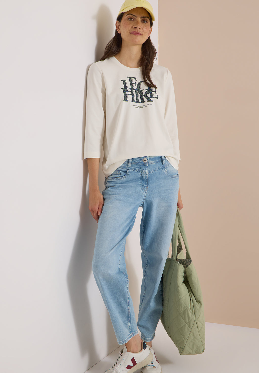 3/4-Arm Shirt mit Wording im Leo-Look