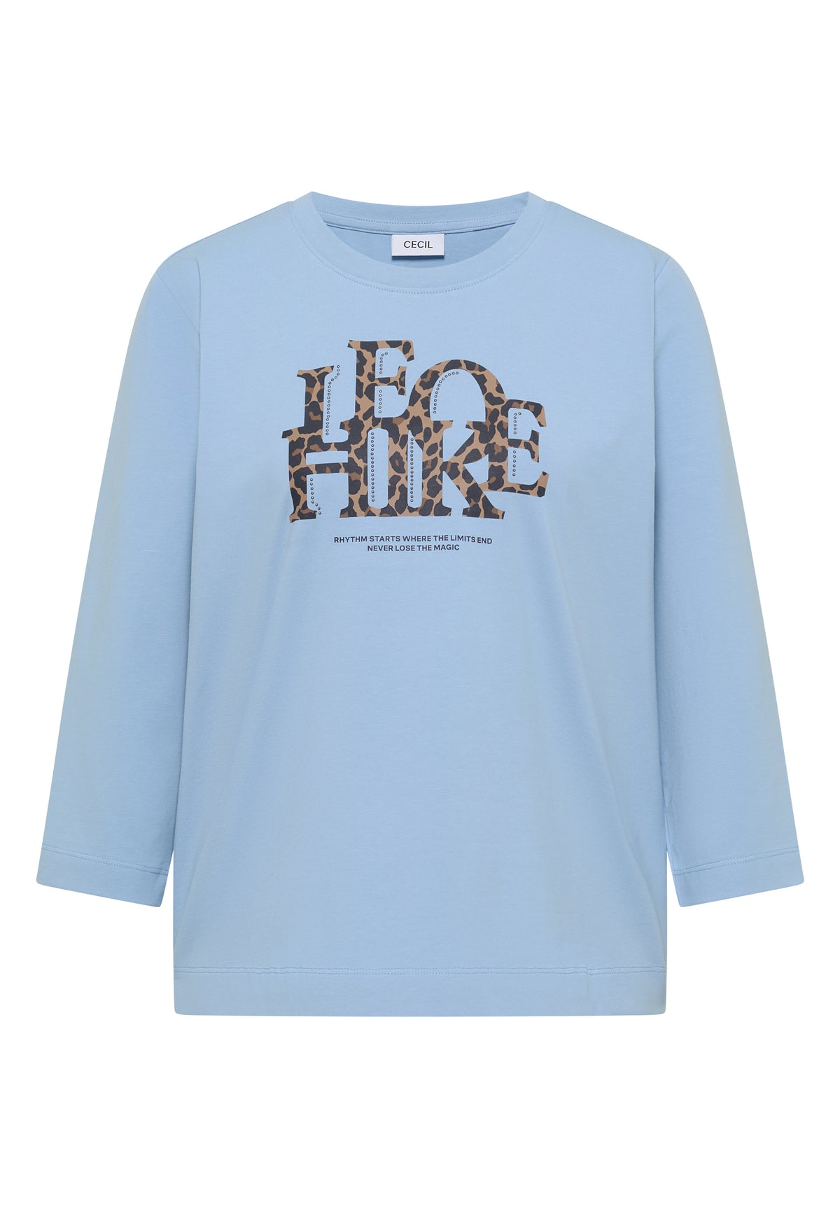 3/4-Arm Shirt mit Wording im Leo-Look von Cecil