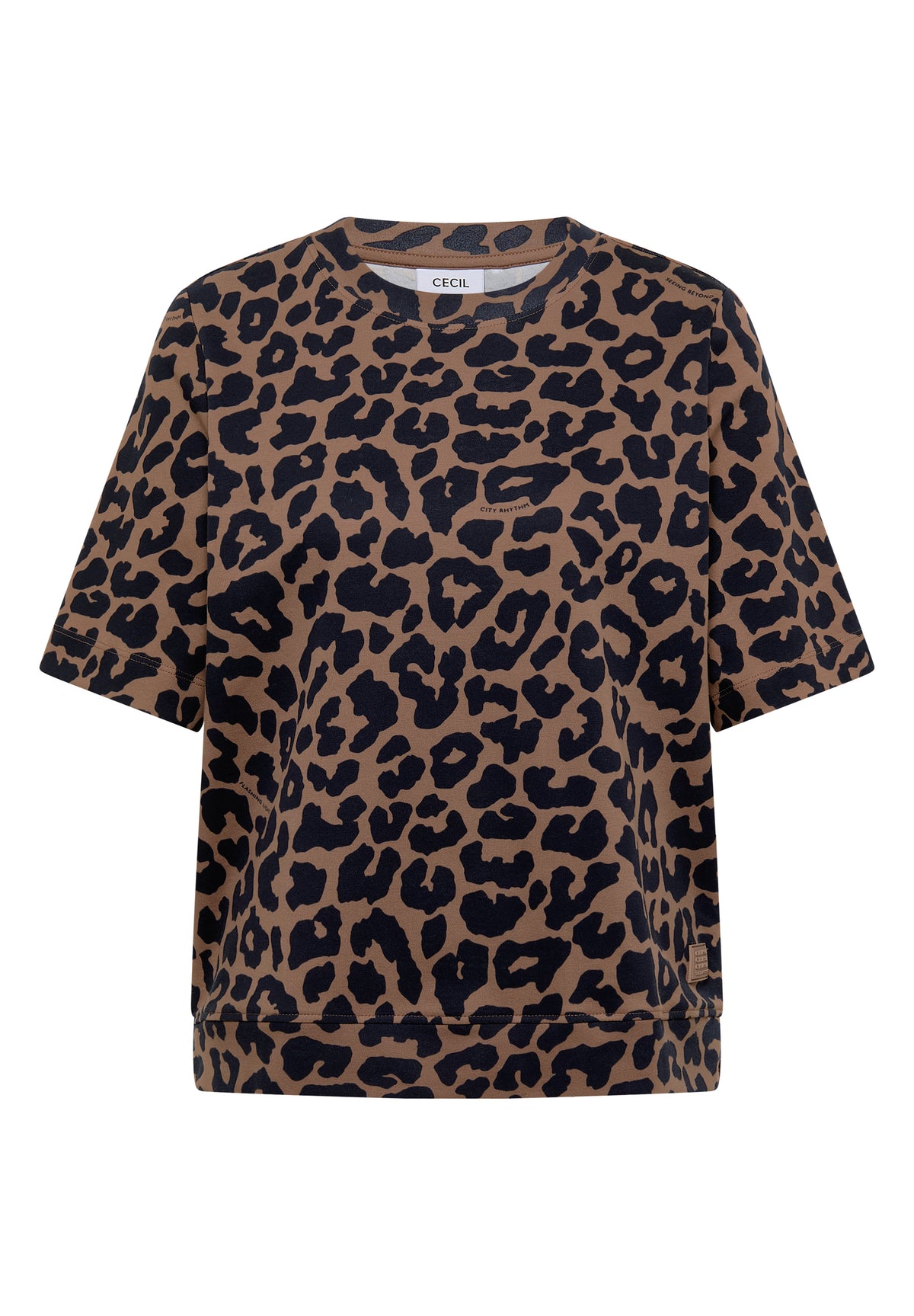 T-Shirt mit Rundhals und Leo-Muster von Cecil