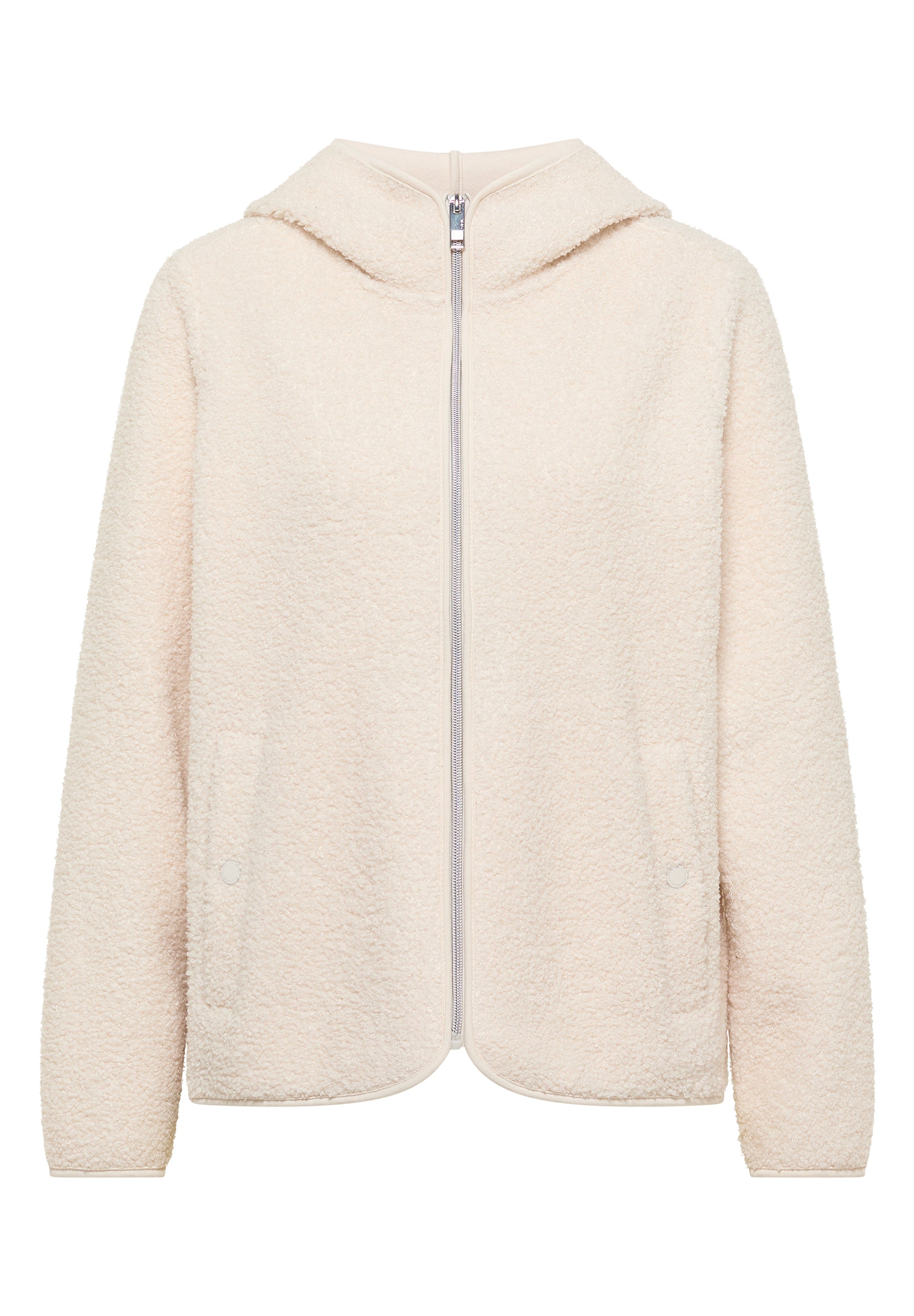 Teddy-Jacke mit Kapuze in Unifarbe