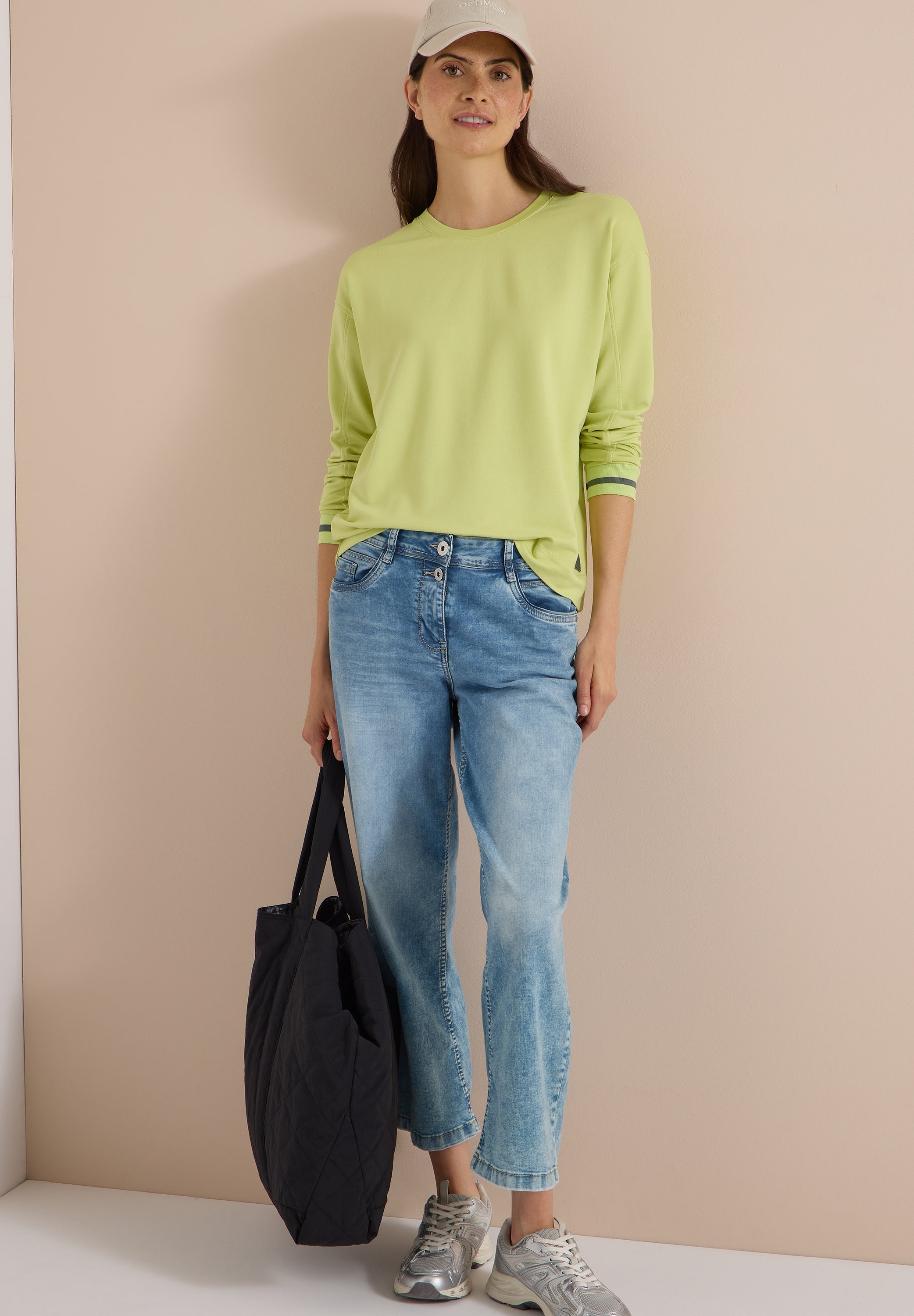 Langarm Shirt mit Rundhals und Streifendetail