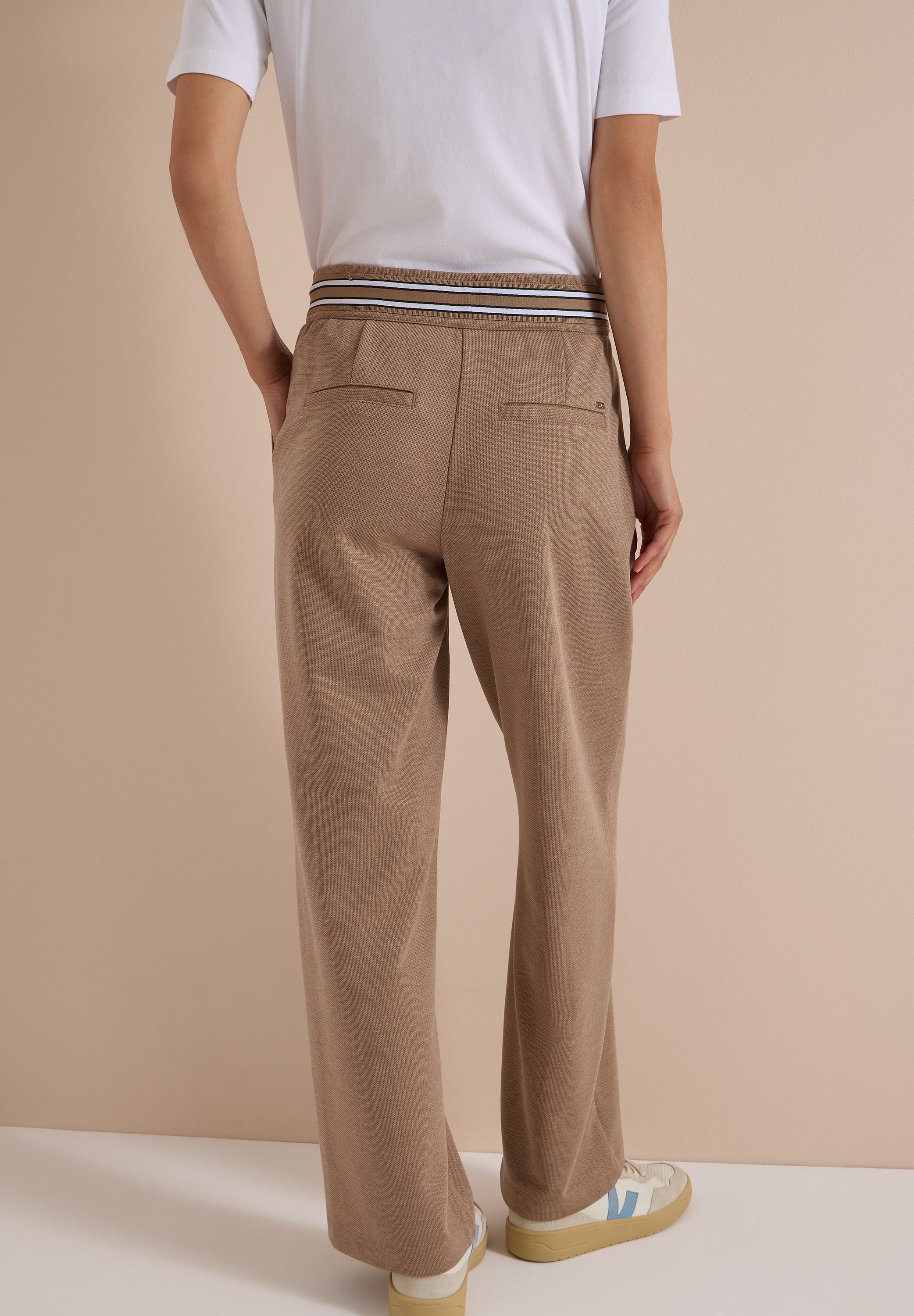 High Waist Straight Leg Hose mit Dessin