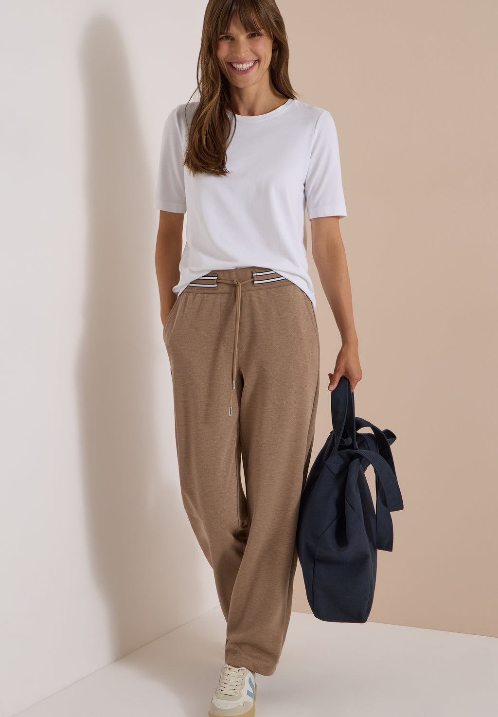 High Waist Straight Leg Hose mit Dessin