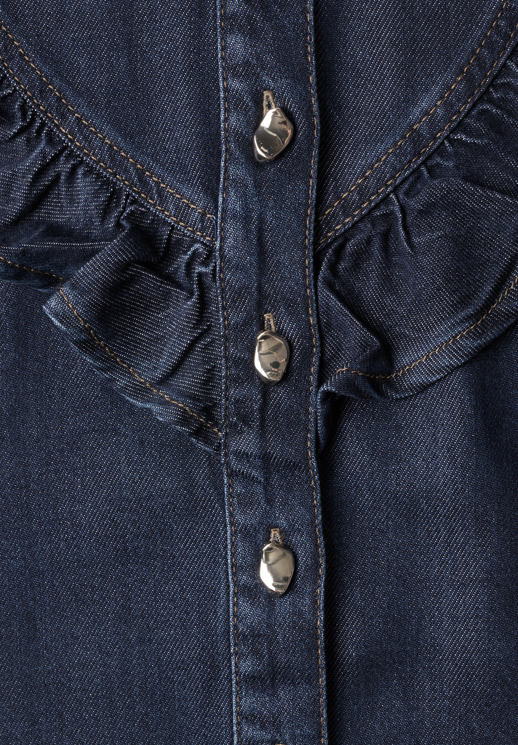 Langarm Denim Bluse mit Rüschen