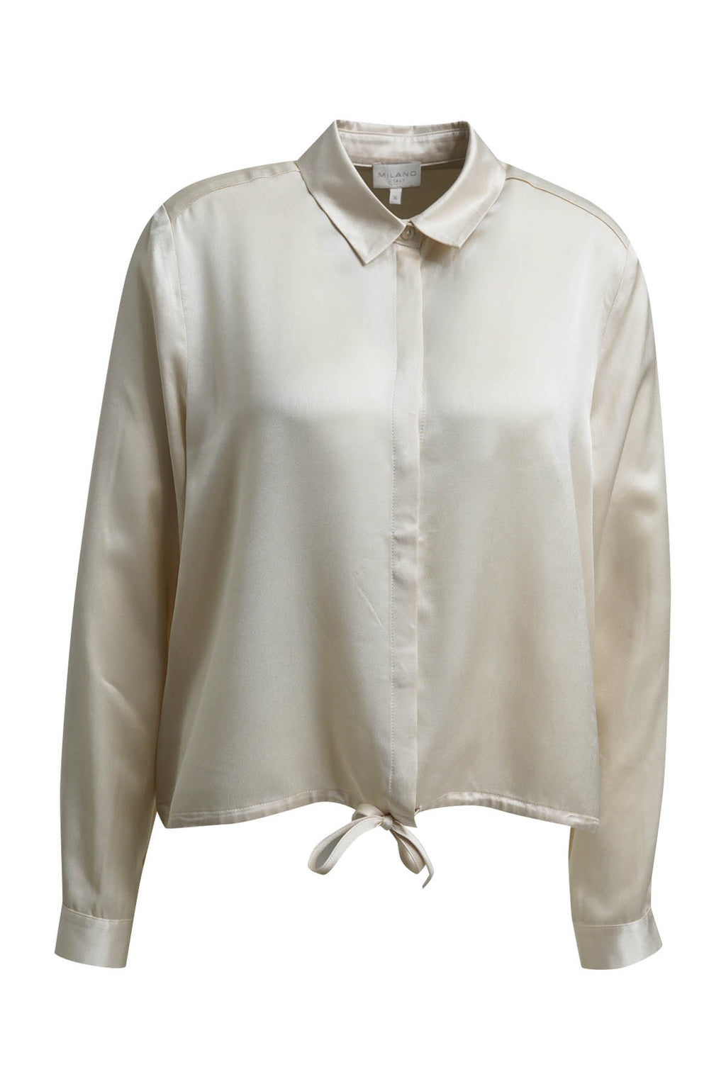 cropped blouse with drawstring at hem 1/1 sleeve