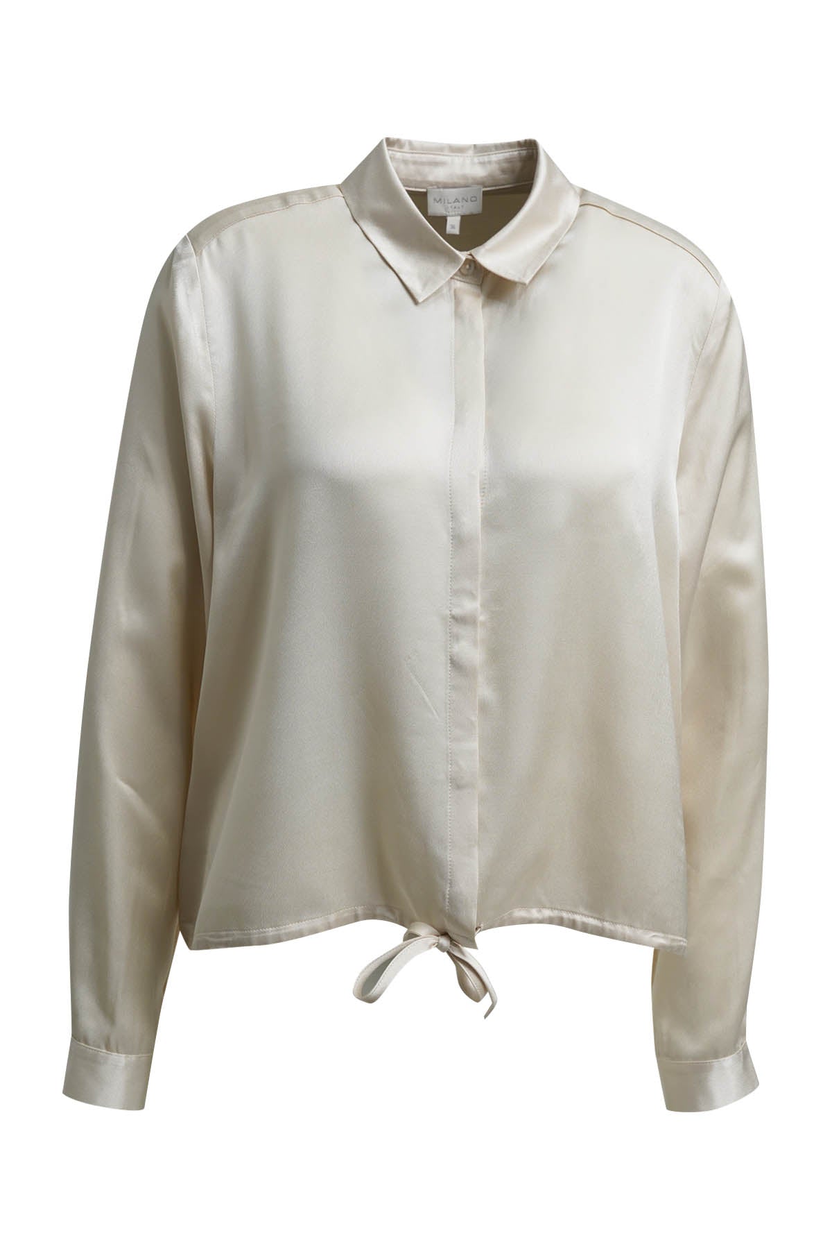 cropped blouse with drawstring at hem 1/1 sleeve