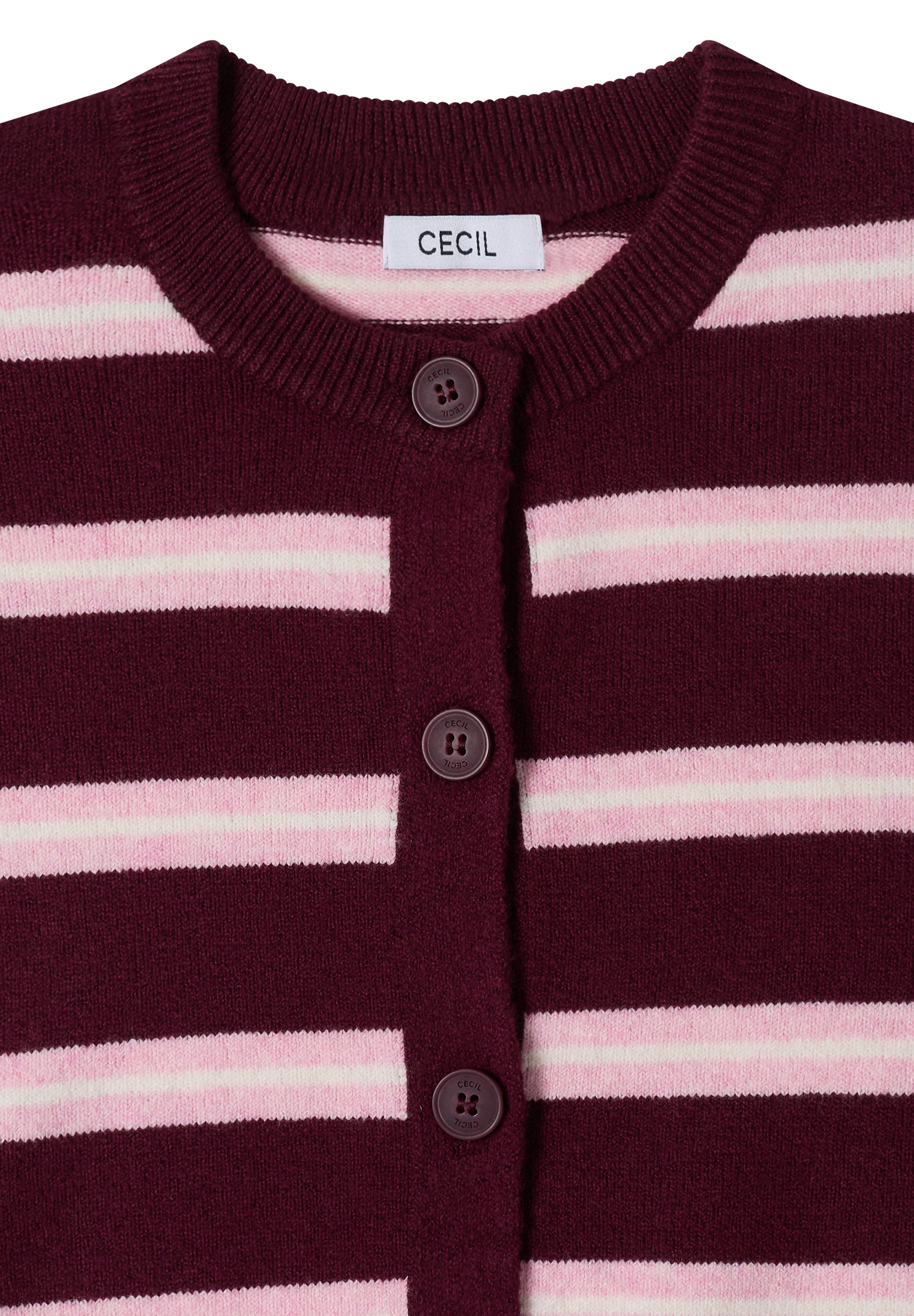 Cardigan mit Rundhals und Streifen