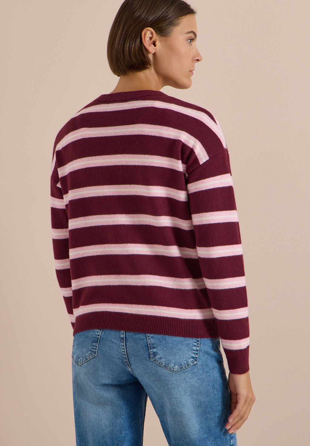 Cardigan mit Rundhals und Streifen