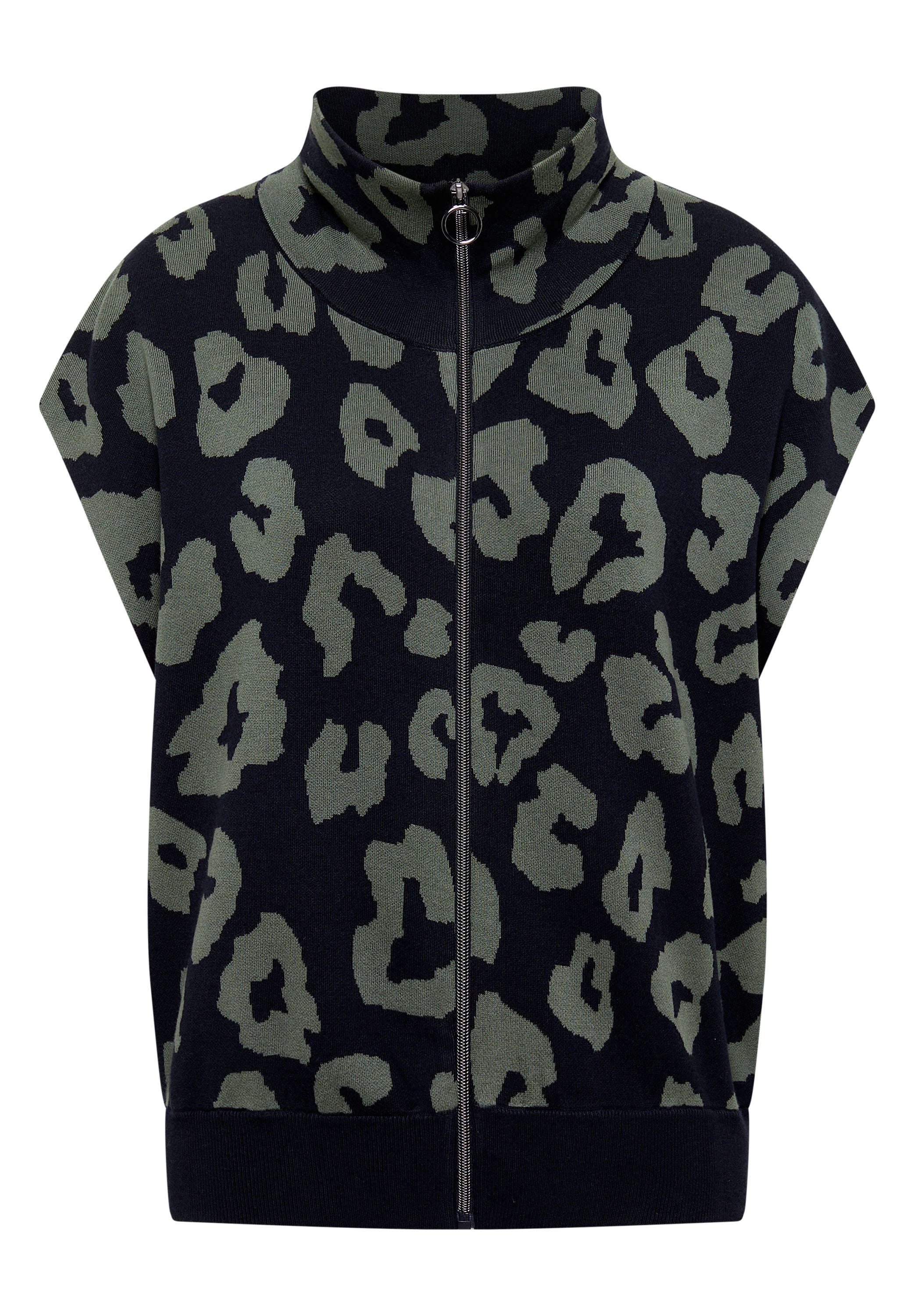 Doubleface Weste mit Kragen und Zipper