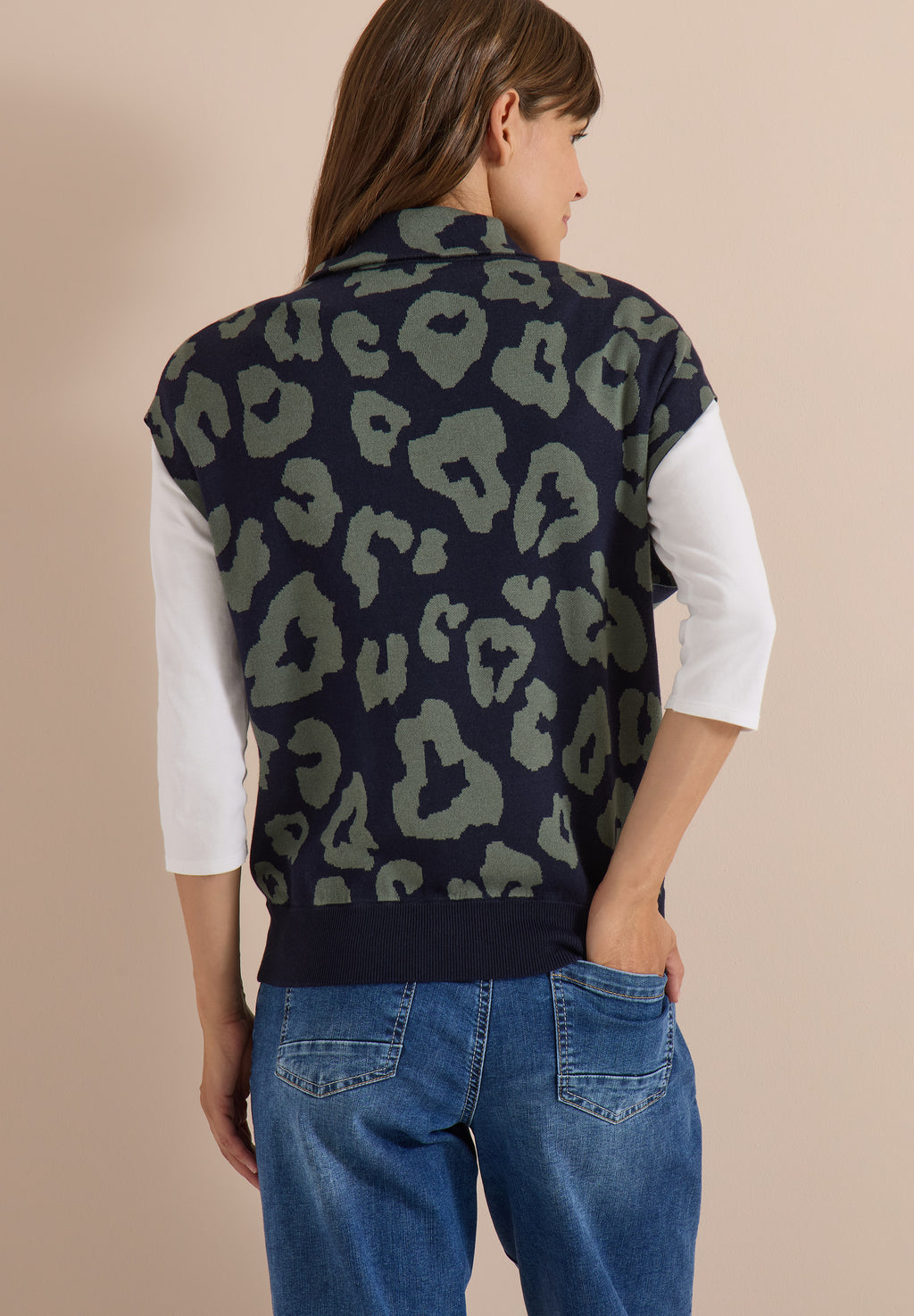 Doubleface Weste mit Kragen und Zipper