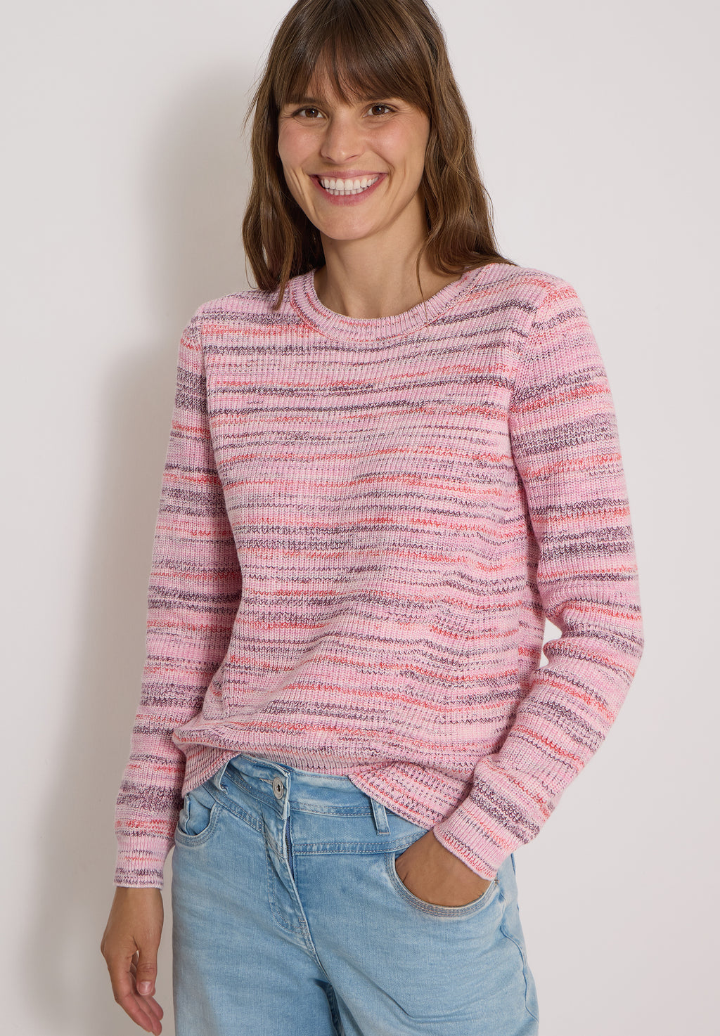 Pullover mit Rundhals und Space-Dye-Optik