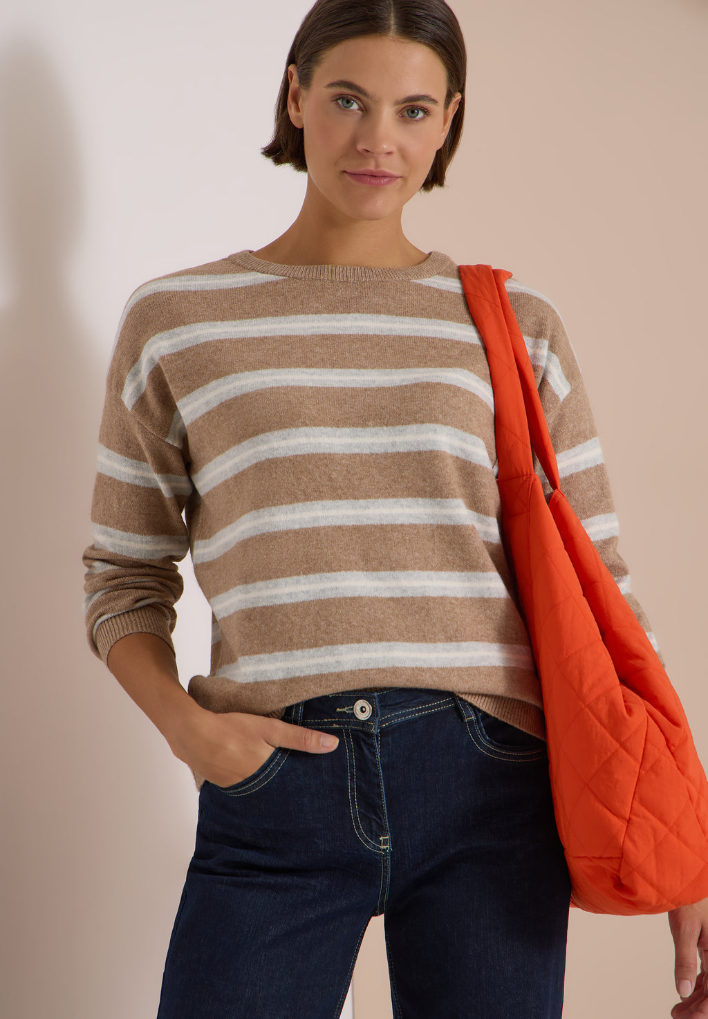 Pullover mit Boat Neck und Streifen