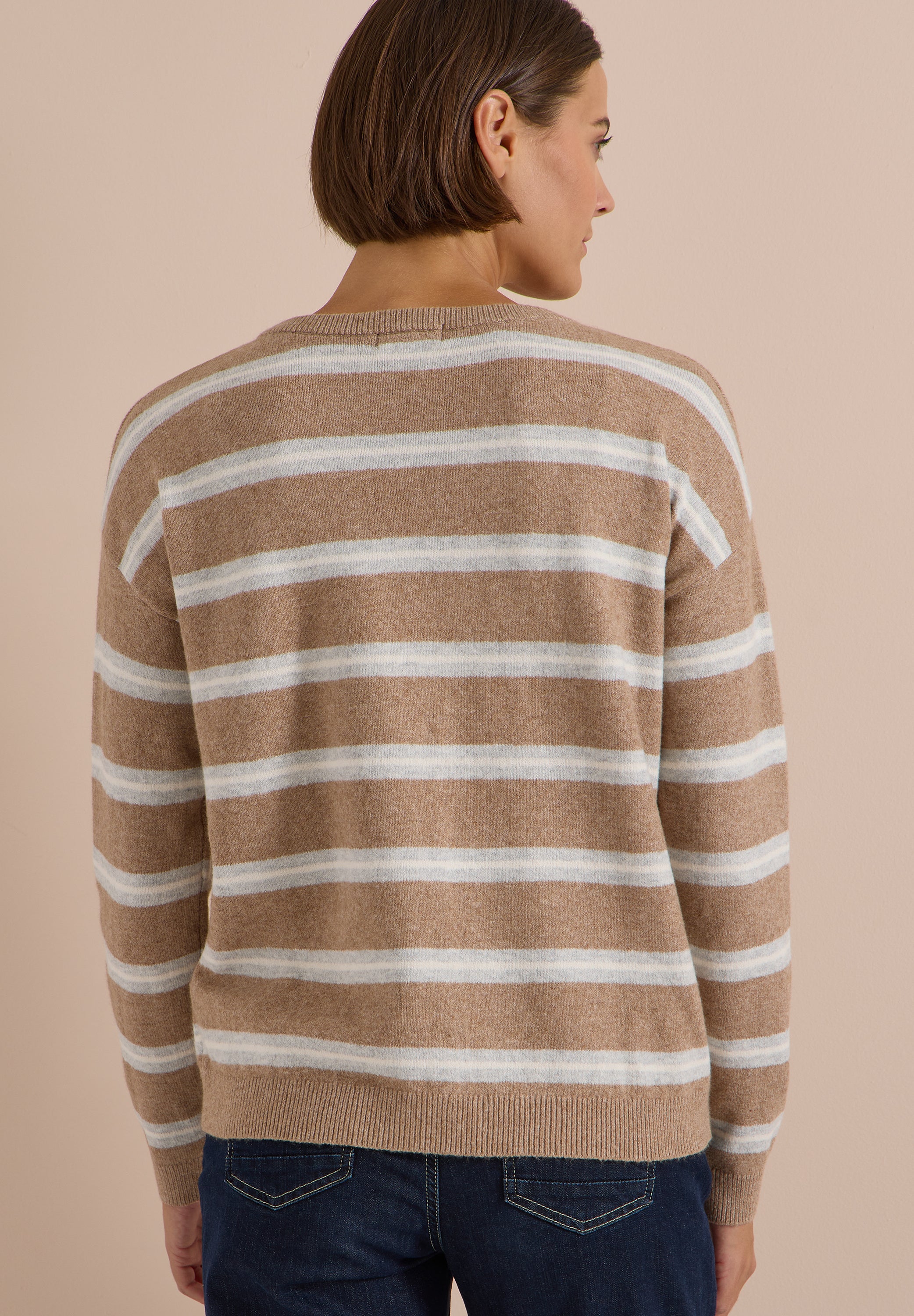 Pullover mit Boat Neck und Streifen