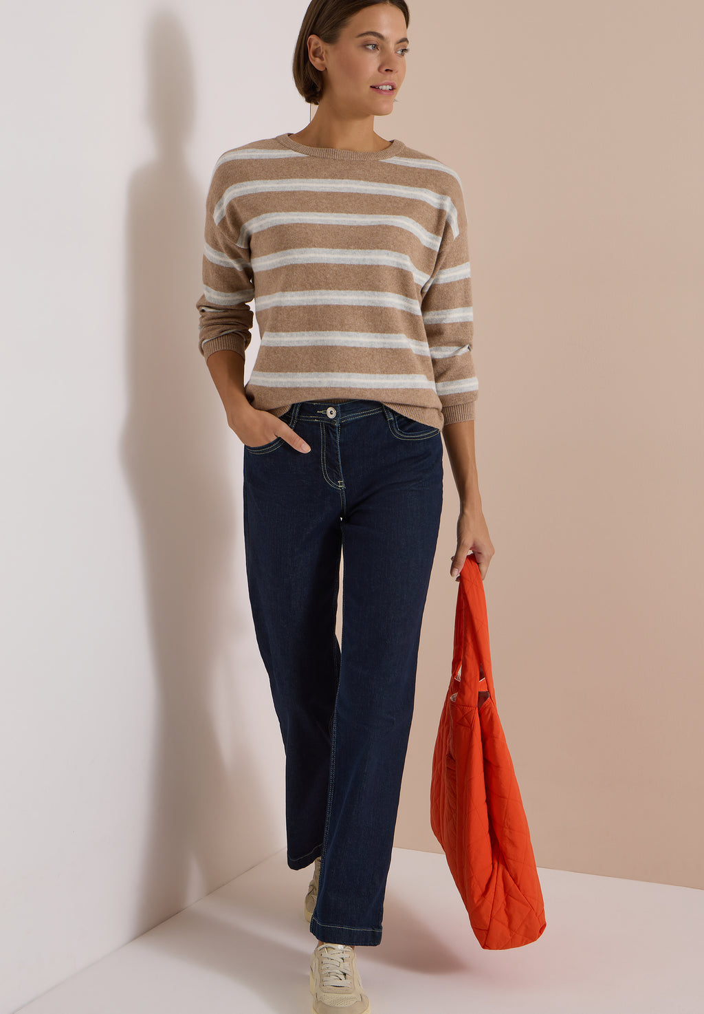 Pullover mit Boat Neck und Streifen