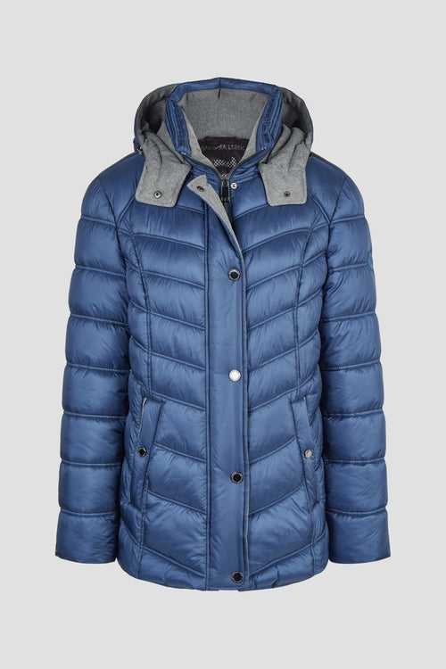 Steppjacke Down Free mit Kapuze in Blau von Lebek