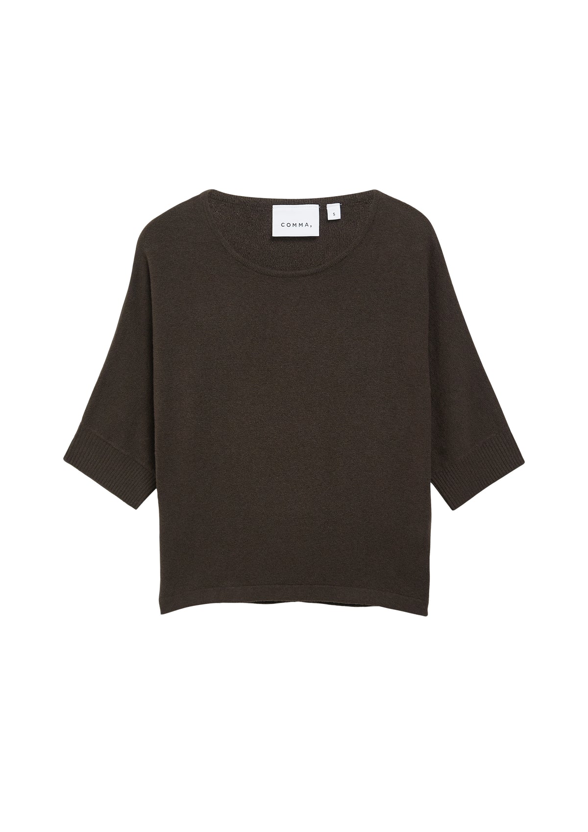 Kurzarm-Strickpullover mit breitem Saumbund von Comma