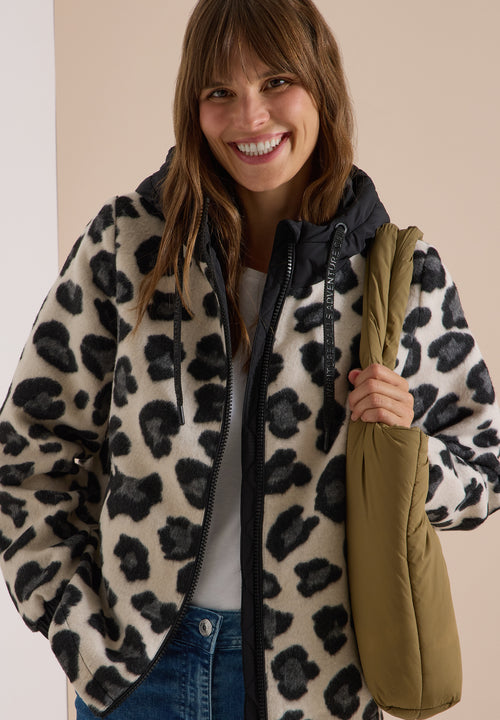 Jacke mit Wollanteil und Leo-Muster von Cecil