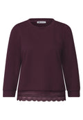 3/4-Arm Shirt mit Spitzenkante am Saum