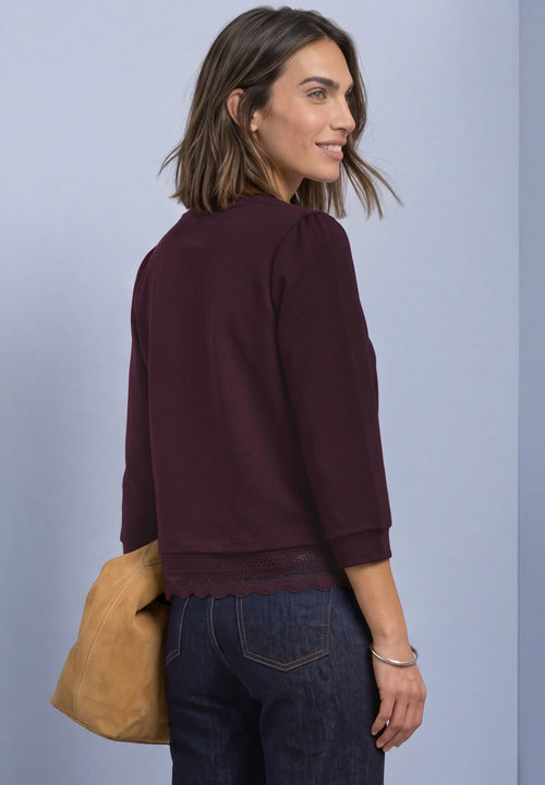 3/4-Arm Shirt mit Spitzenkante am Saum von Street One