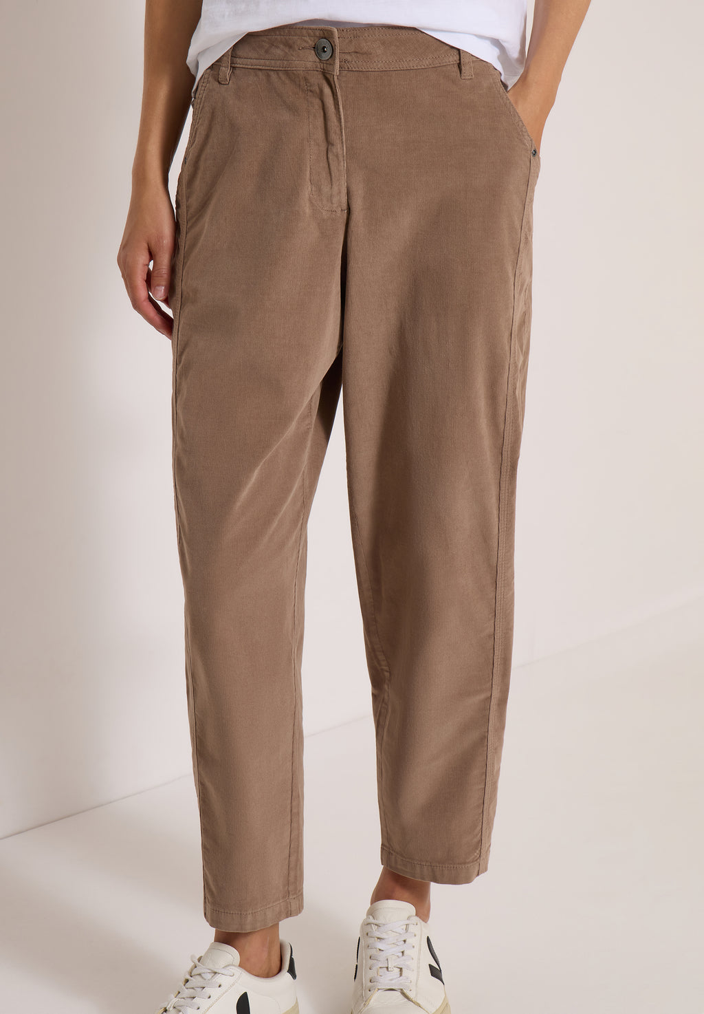 Mid Waist Barrel Leg Hose im Casual Fit