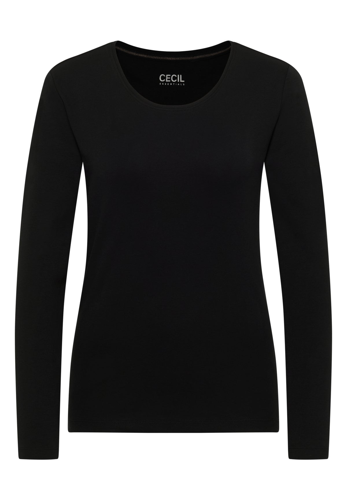 Basic Langarm Shirt Pia mit Rundhals in Weiß von Cecil