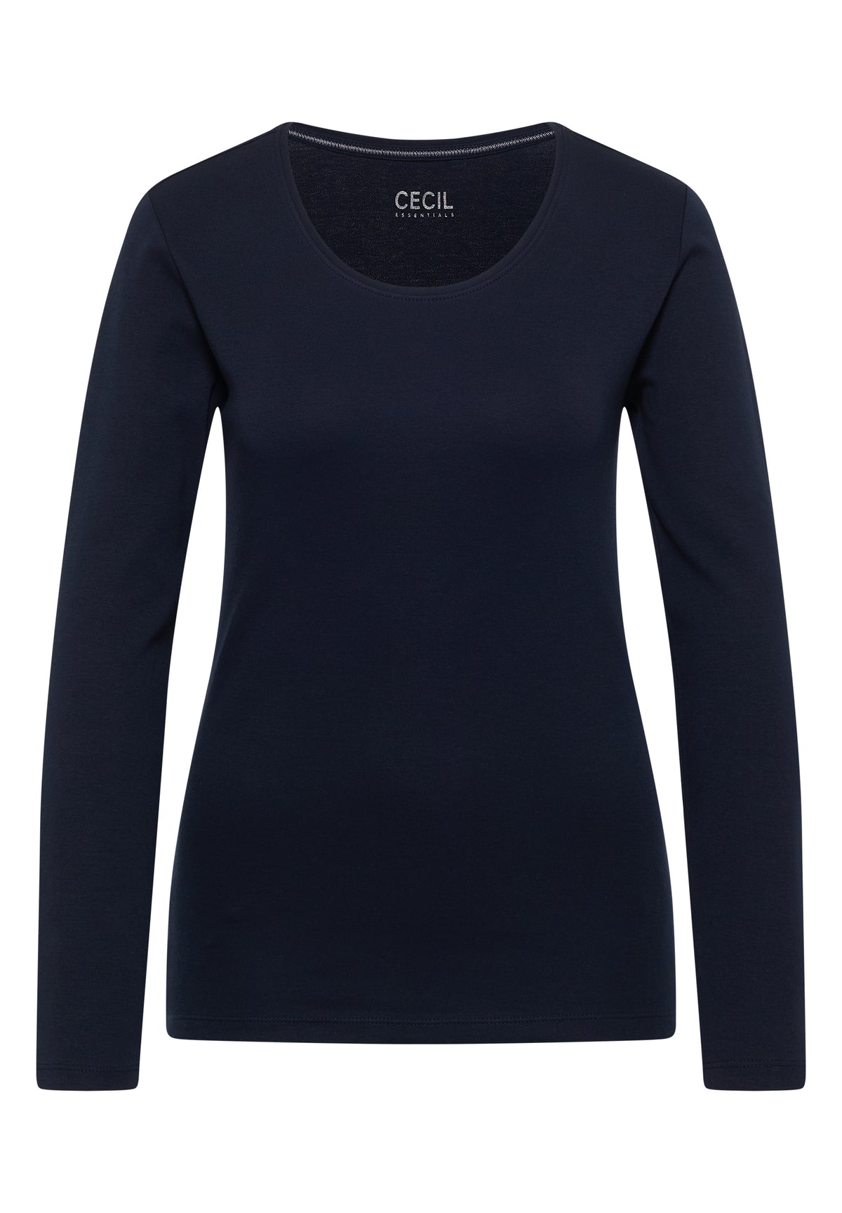 Basic Langarm Shirt Pia mit Rundhals in Weiß von Cecil