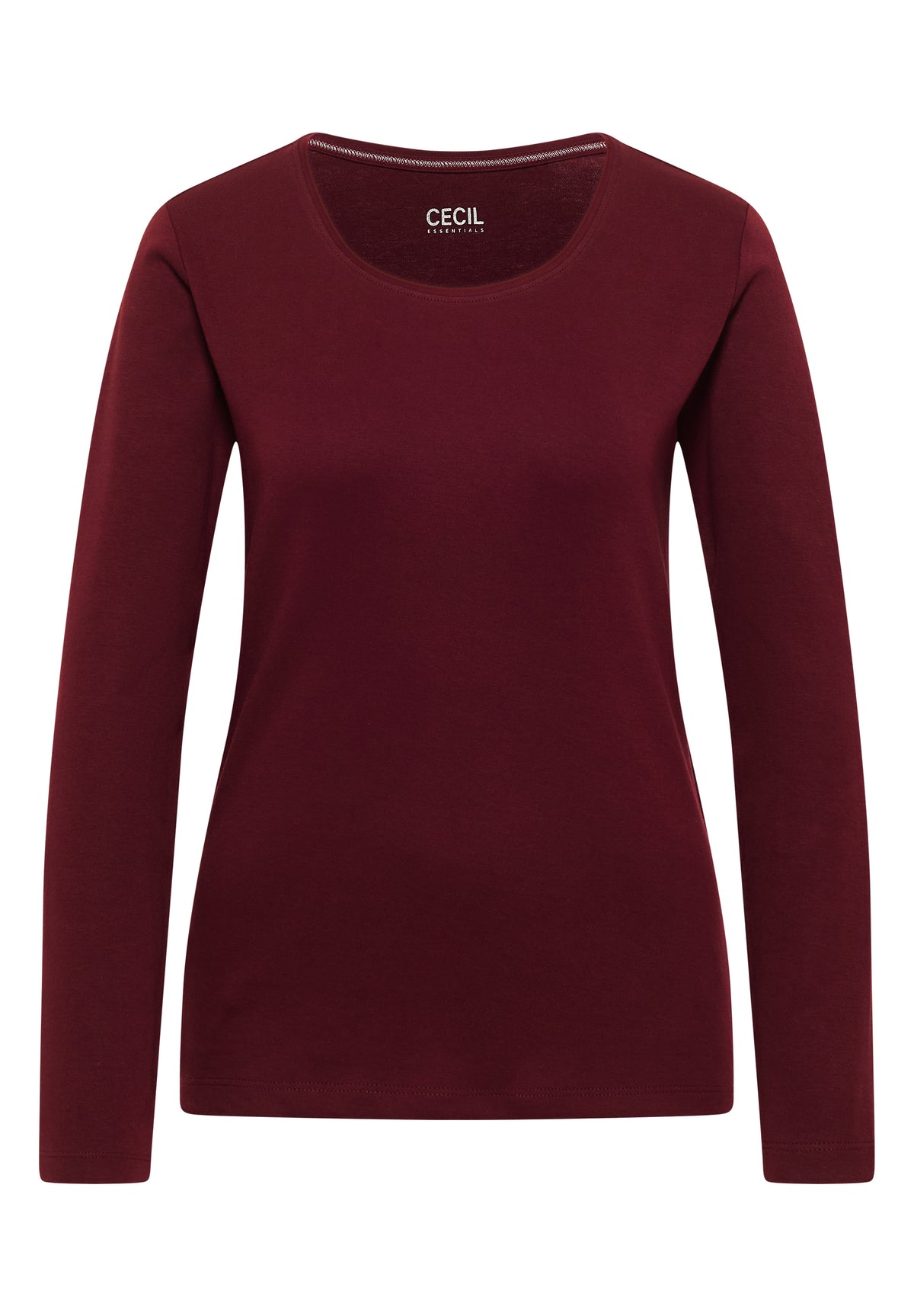 Basic Langarm Shirt Pia mit Rundhals in Weiß von Cecil