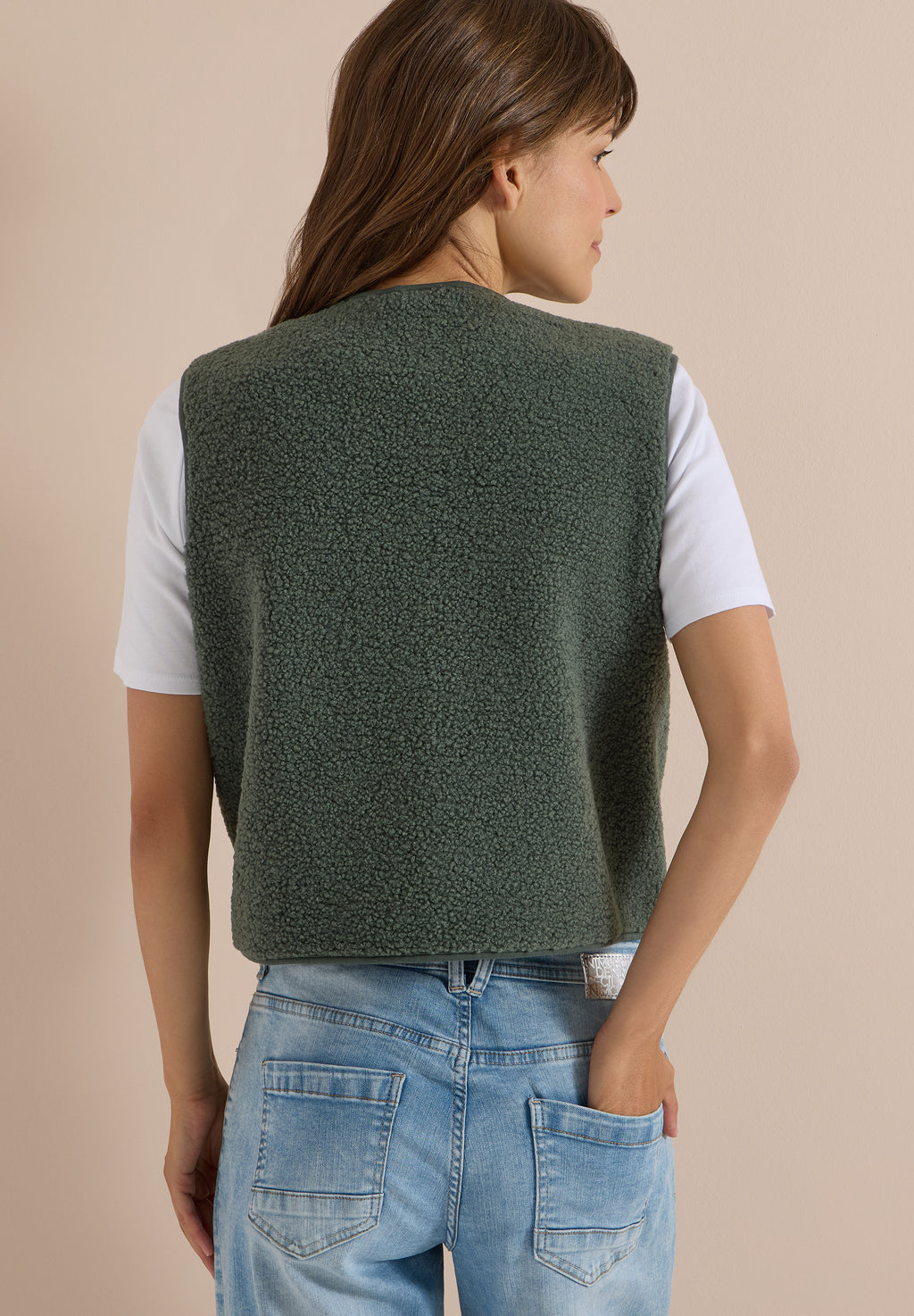 Teddy-Weste mit Softshelldetails