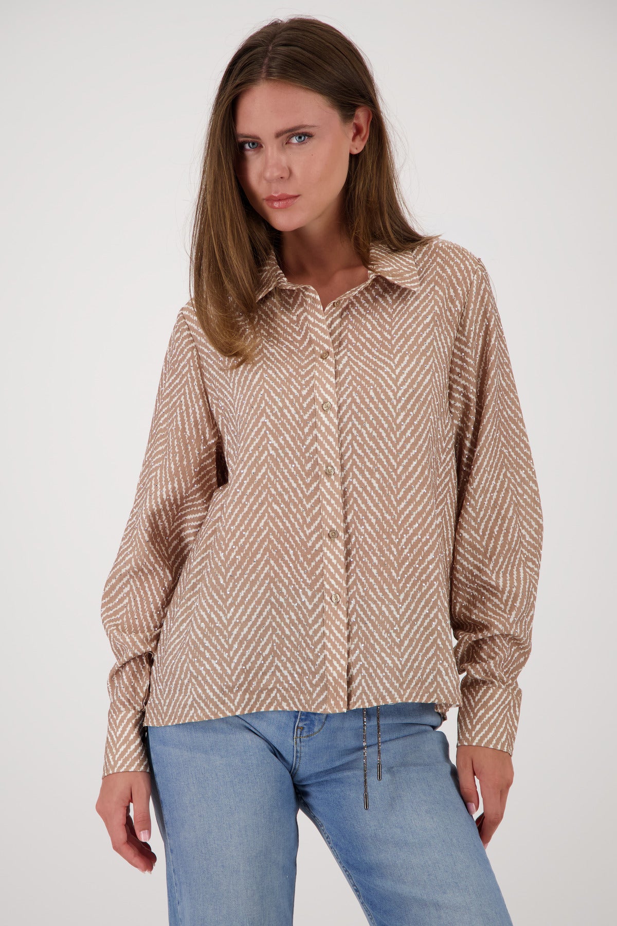 Bluse mit Fischgrat-Muster