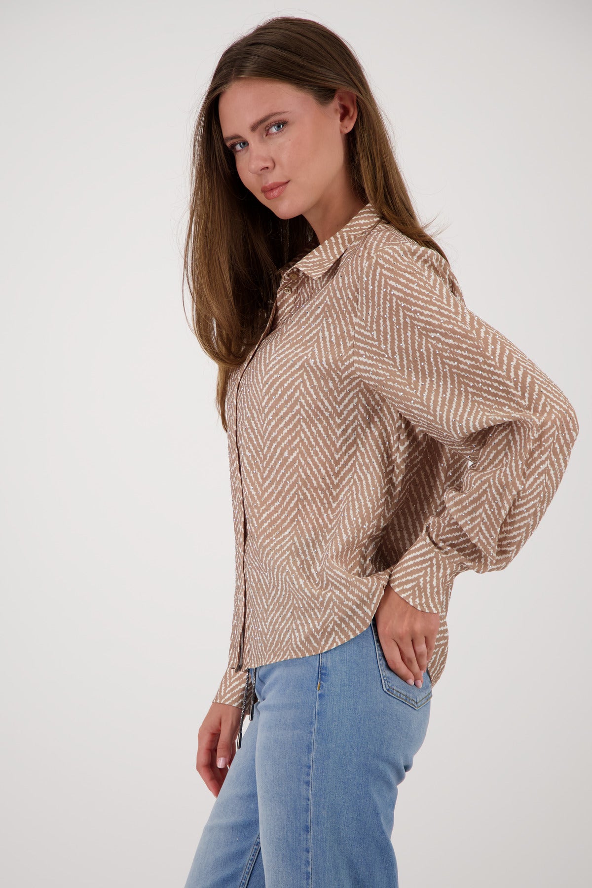 Bluse mit Fischgrat-Muster