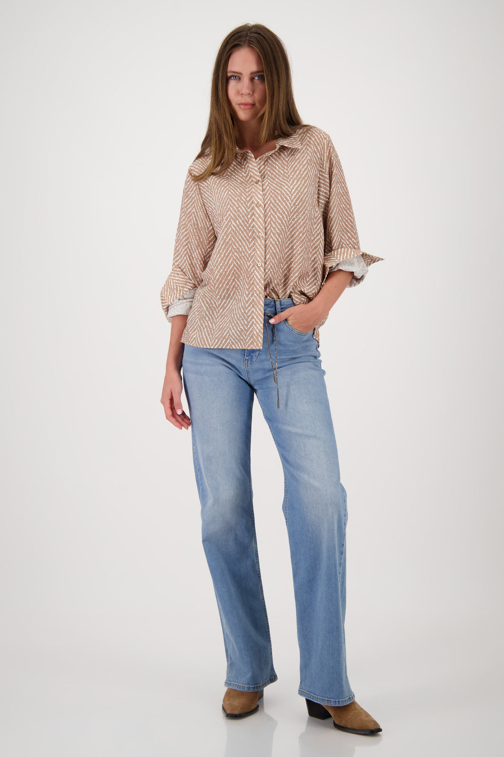 Bluse mit Fischgrat-Muster