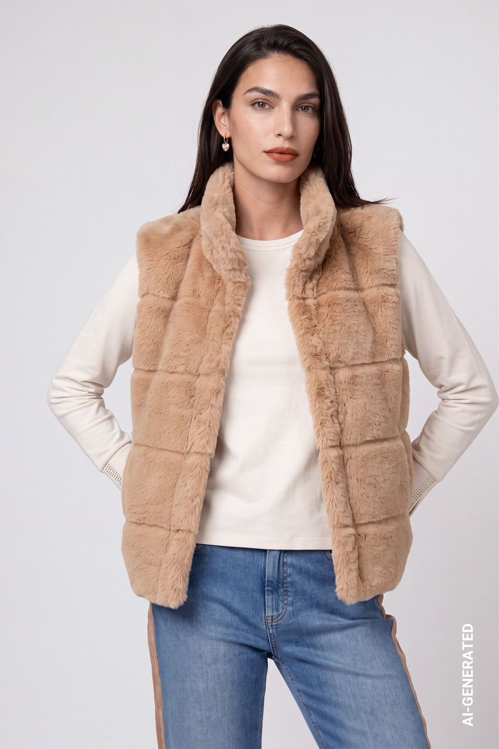 Kunstfellweste mit Stehkragen