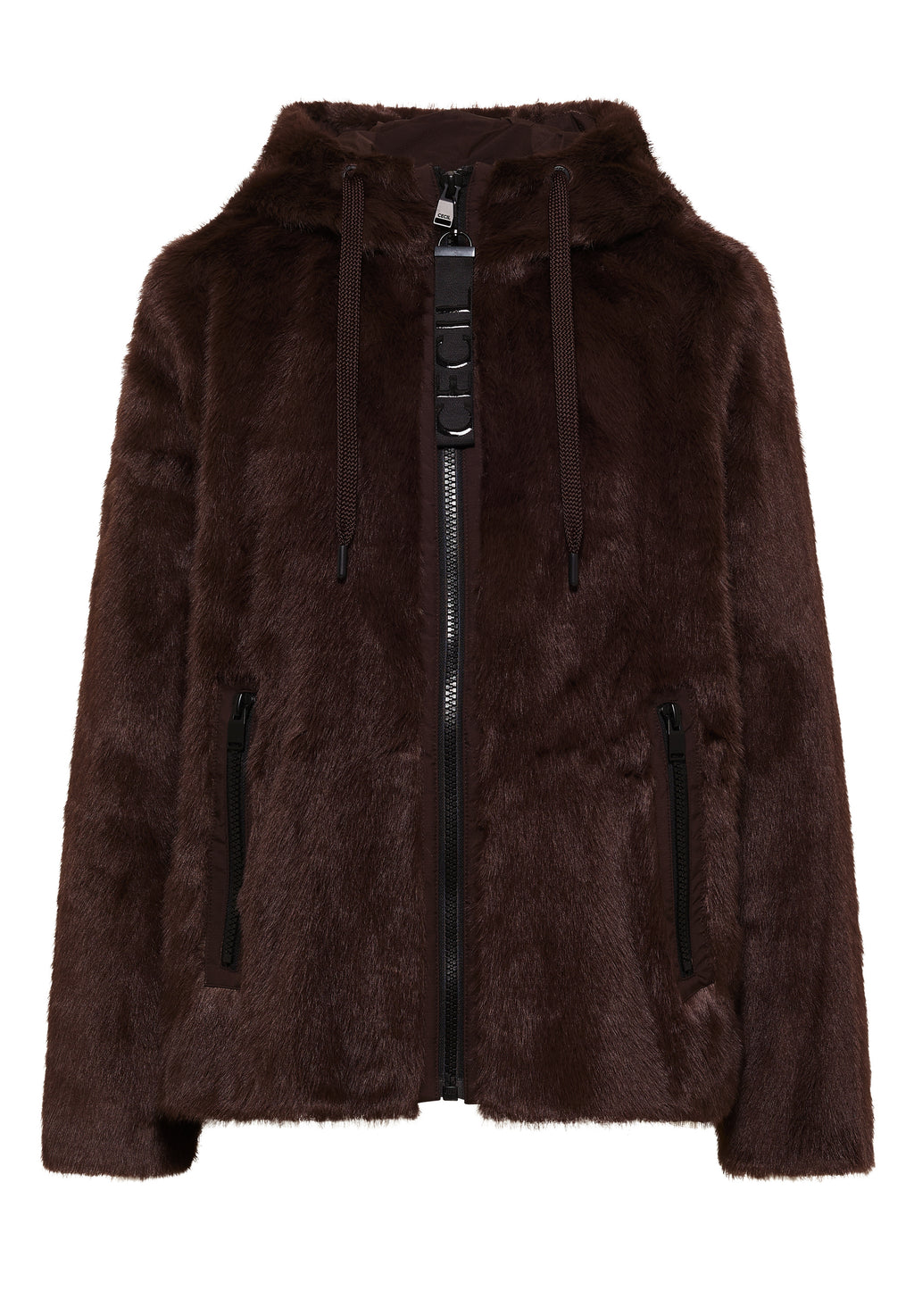 Fake Fur Jacke mit Softshelldetails